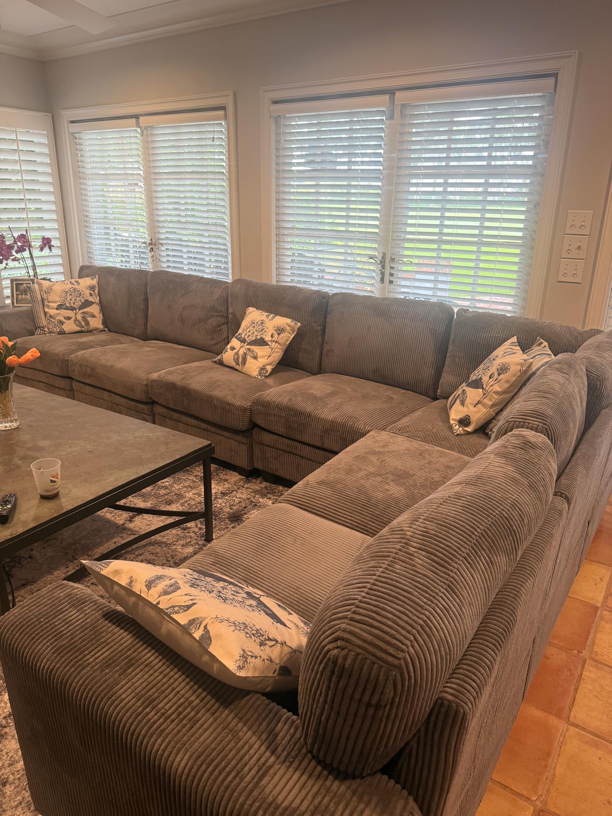 Legend Vansen Oversized Modular Sectional Sofa, 7 Seat U Shaped Couch with Ottoman, Corduroy Sofa with Deep Seat, Convertible Large Sectional Couches for Living Room (Cream, L-7) customer photo 2