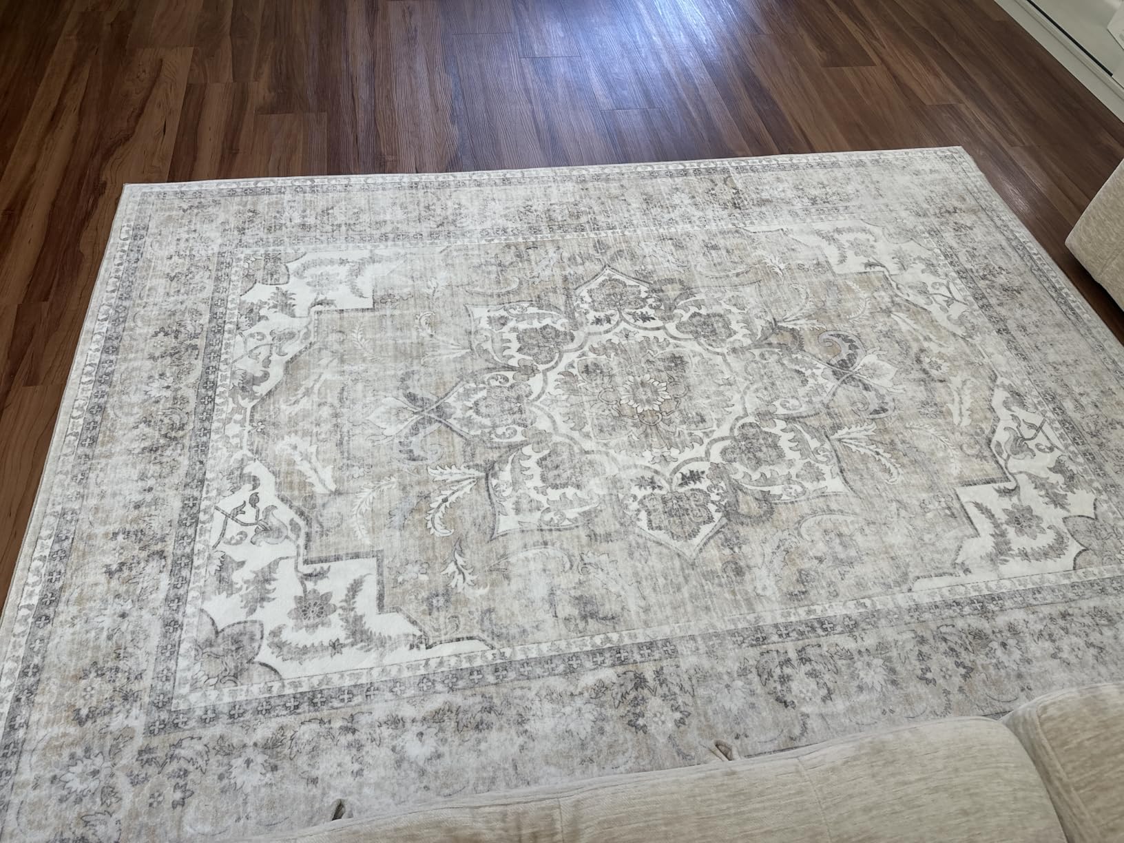 Area Rugs 9x12 Living Room: Washable Rugs for Bedroom Non Slip Low Pile Soft Faux Wool Non Shedding Distressed Vintage Boho Large Carpet for Dining Room Under Table Nursery Entryway Office Farmhouse customer photo 2