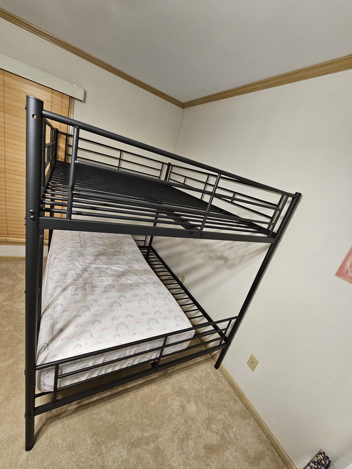 Mixcous Full Over Full Metal Bunk Bed for Adults & Kids, Convertible to 2 Separate Full Size Beds, Heavy Duty Bunk Bed Frame with Full-length Guardrail & EVA Padded Ladder, No Box Spring Needed, Black customer photo 1