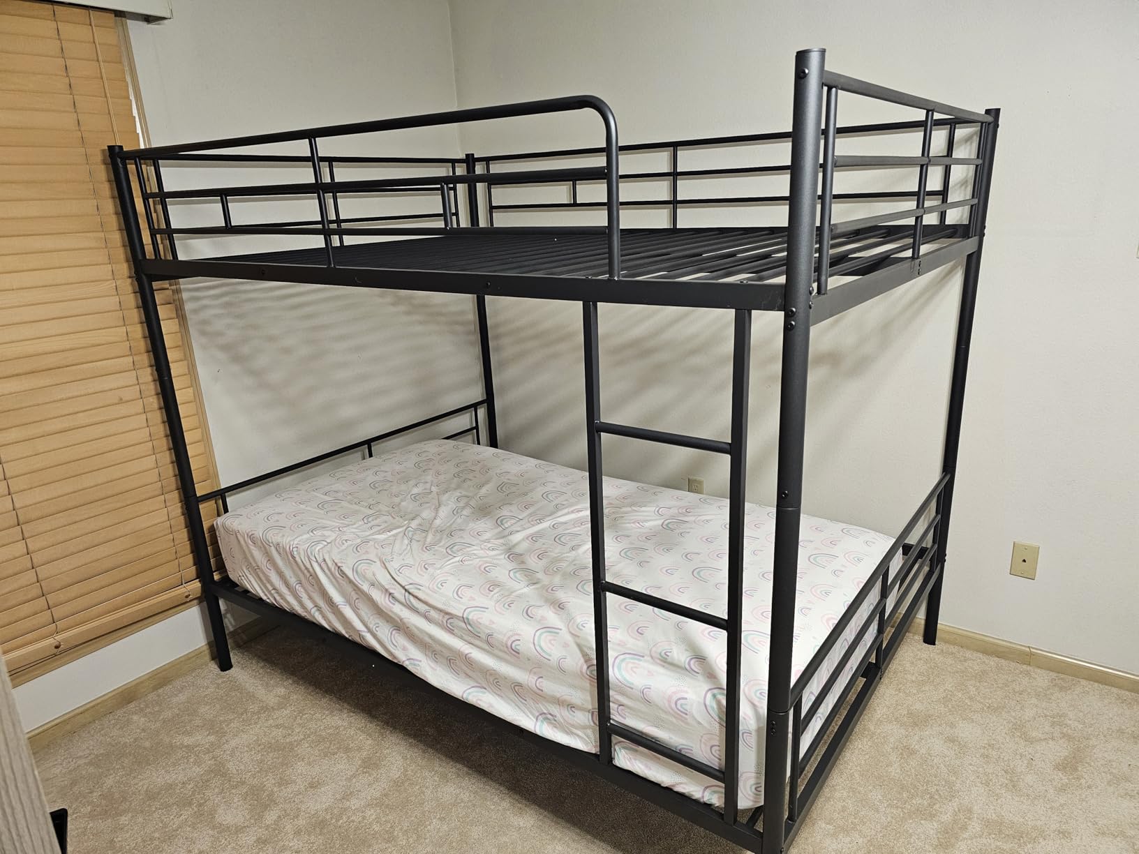Mixcous Full Over Full Metal Bunk Bed for Adults & Kids, Convertible to 2 Separate Full Size Beds, Heavy Duty Bunk Bed Frame with Full-length Guardrail & EVA Padded Ladder, No Box Spring Needed, Black customer photo 2