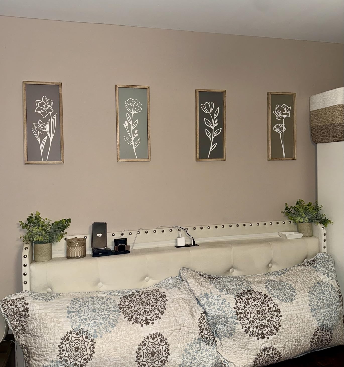 3D Wooden Floral Bathroom Wall Decor (Set of 4) Lightweight, Ready-to-Hang Framed Wall Art For Living Room, Bedroom, or Office - Premium Boho Botanical Farmhouse Decorations - Gift-Boxed customer photo 1