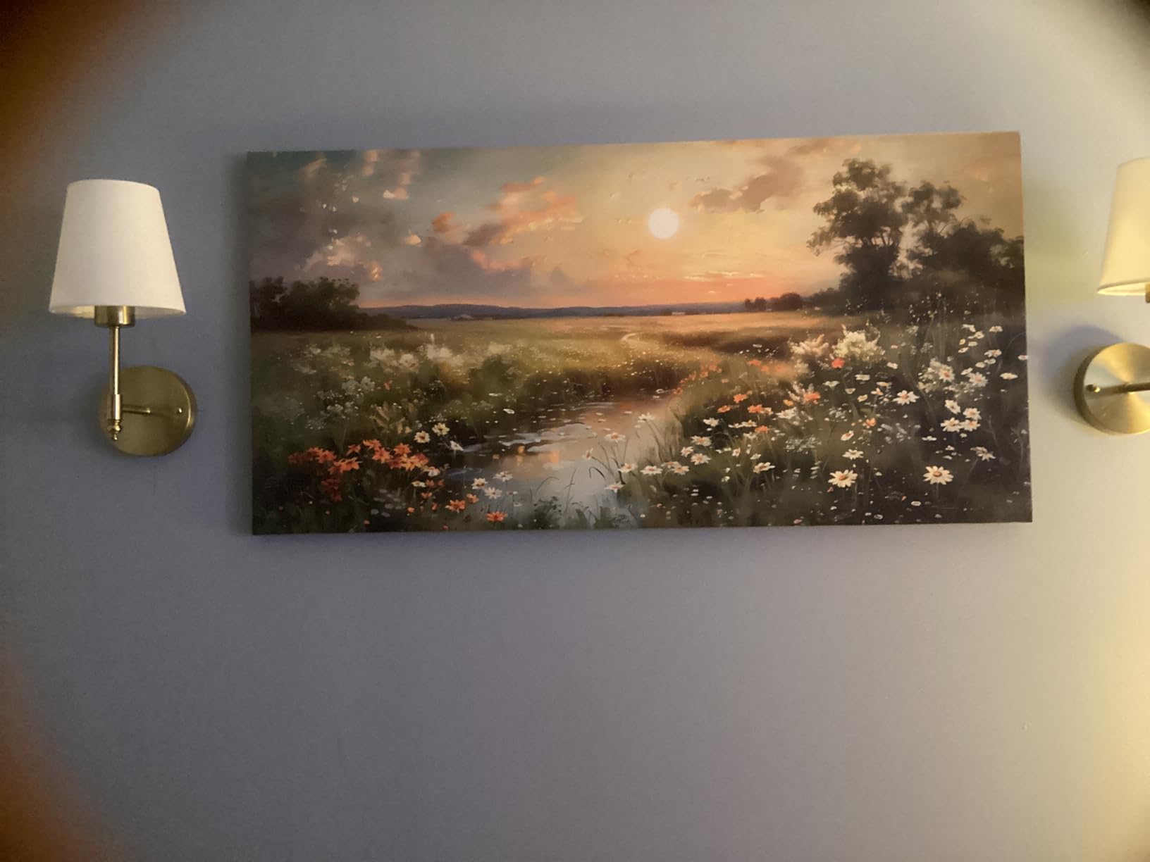 hyidecorart Canvas Wall Art For Living Room Wall Decor For Bedroom Office Decorations Vintage Farmhouse Wildflower Wall Paintings Nature Landscape Picture Artwork Aesthetic Home Decor Ready To Hang customer photo 1