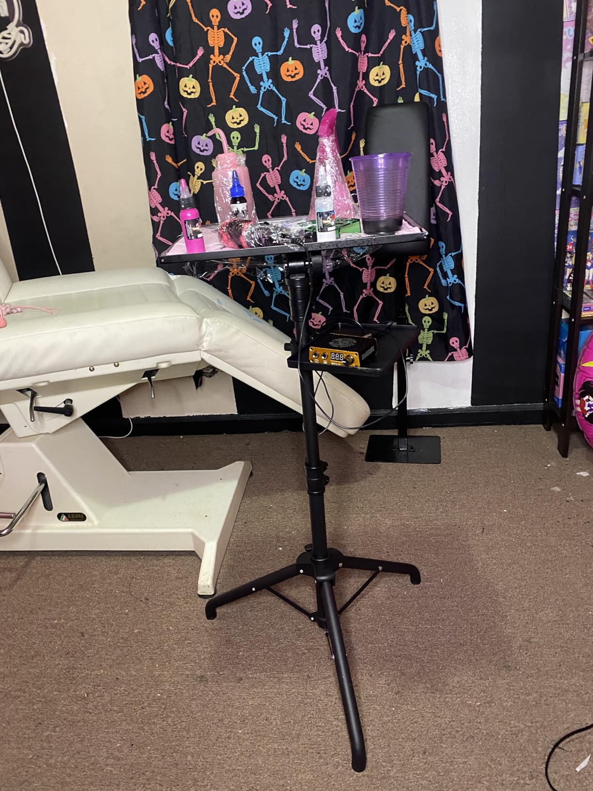 Noverlife Salon Tray Cart on Wheels with Storage Platform, Tattoo Rolling Tray Height Adjustable Salon Service Cart, Iron SPA Rolling Trays Portable Tattoo Table Stand for Dental customer photo 1