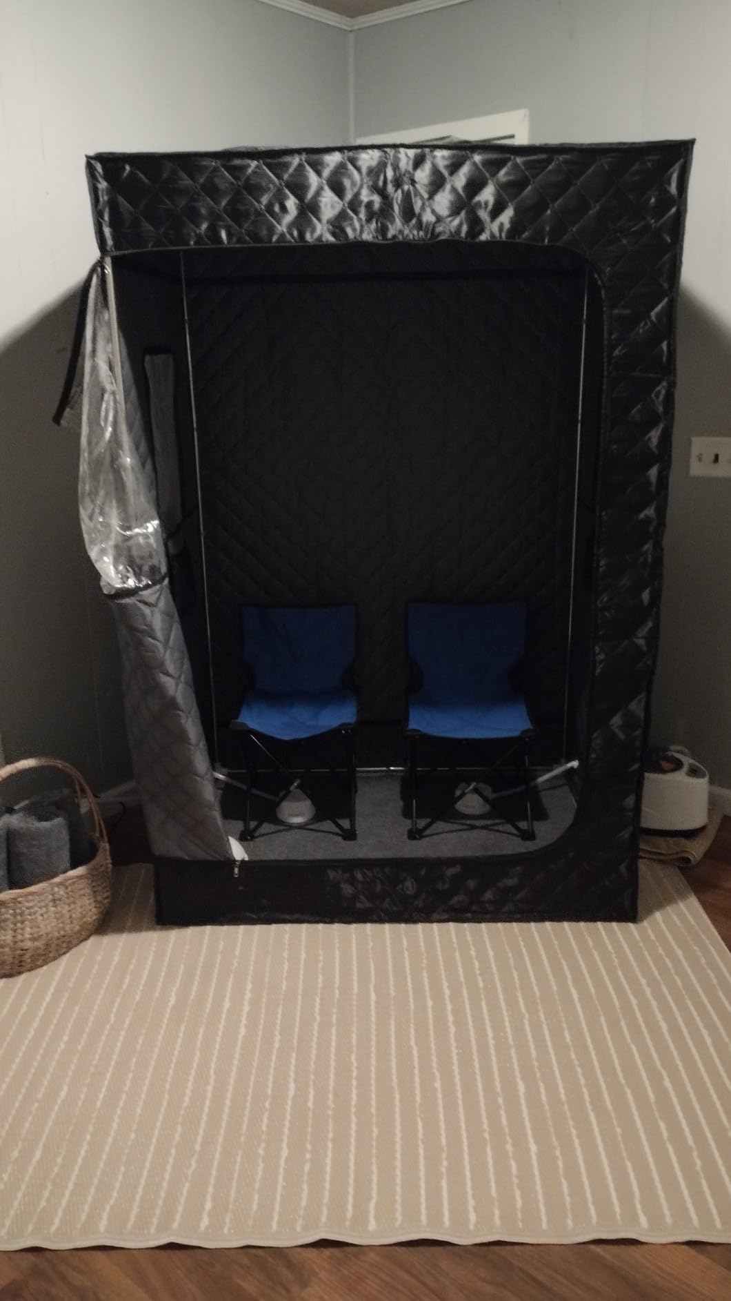 Manastin 2 Person Portable Steam Sauna for Home, 1 or 2 Person Full Body Home Spa with 2 Foldable Chairs, 9 Levels of Sauna Tent with Remote Control, (Black, Large) customer photo 1