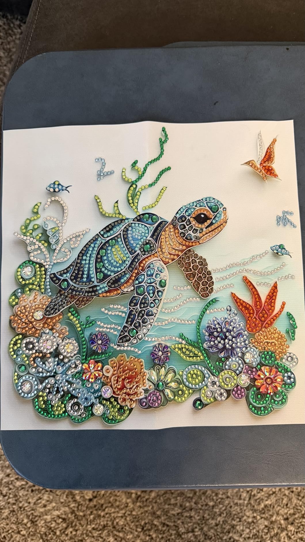 ZQEATRY Sea Turtle Animal Special Shape Diamond Art Kits for Adults,5D Diamond Painting Kits for Beginner,DIY Diamond Crystal Rhinestones Painting Kits for Home Wall Decor Gift 11.8 X 11.8inch customer photo 2