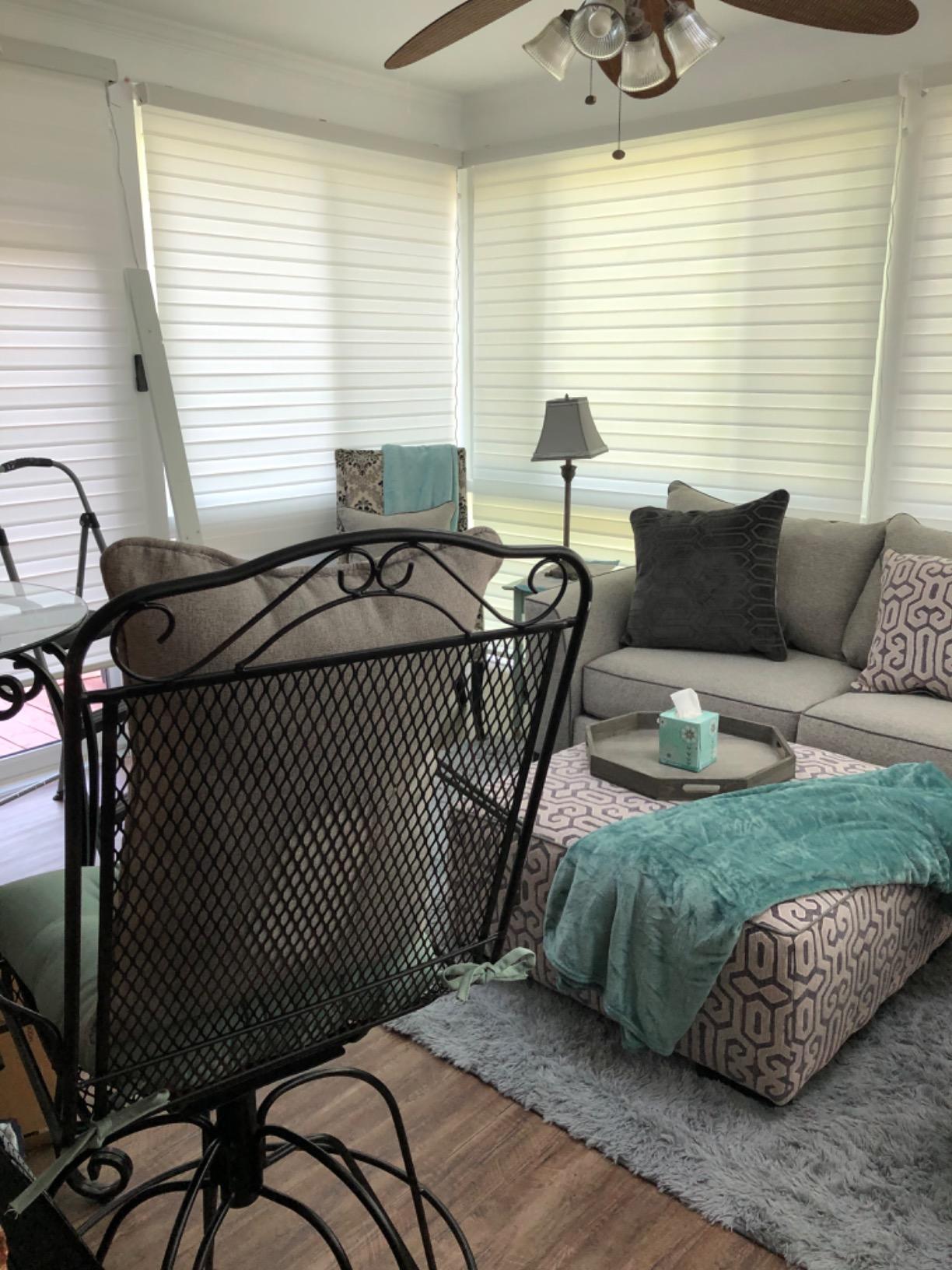 Yoolax Motorized Zebra Blinds Compatible with Alexa, Motorized Blinds with Remote Smart Automatic Custom Electric Window Blinds Cordless Indoor Blackout for Home Bedroom Kitchen (Striped Ivory) customer photo 1
