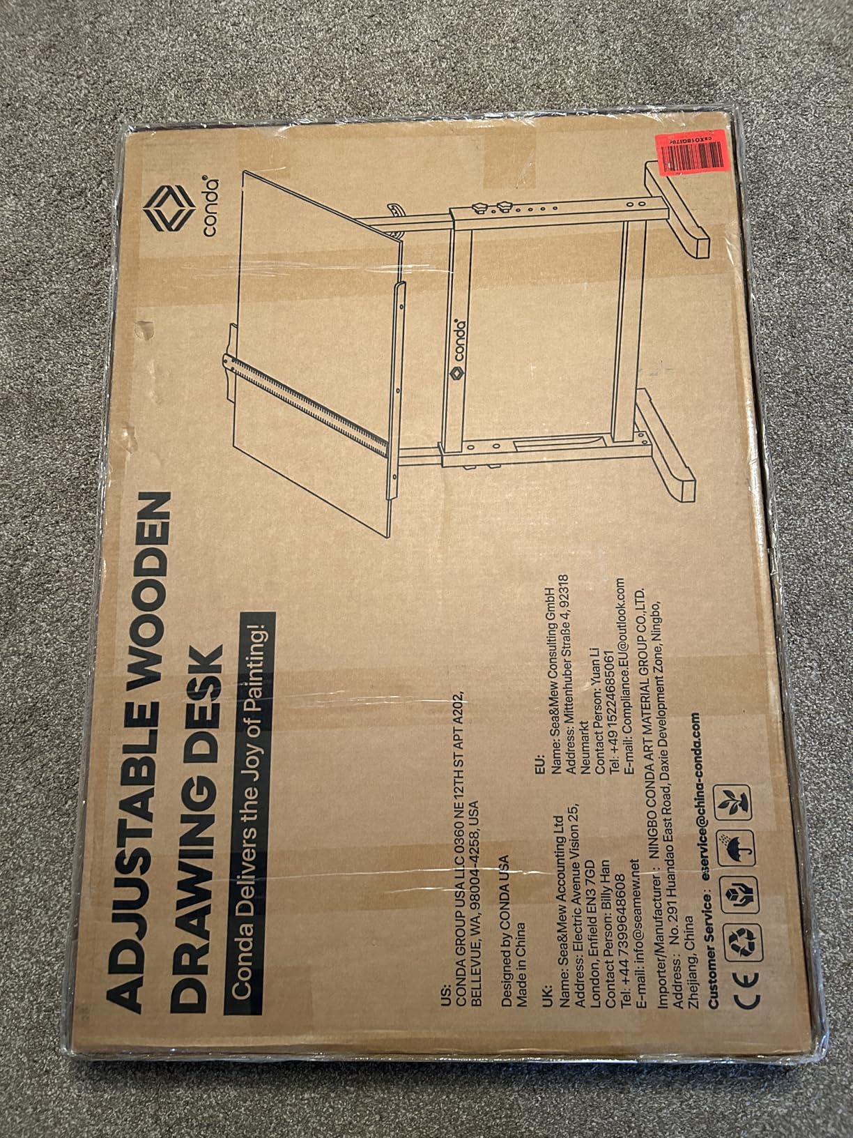 conda Wood Drafting Table - Adjustable Height, 35.5