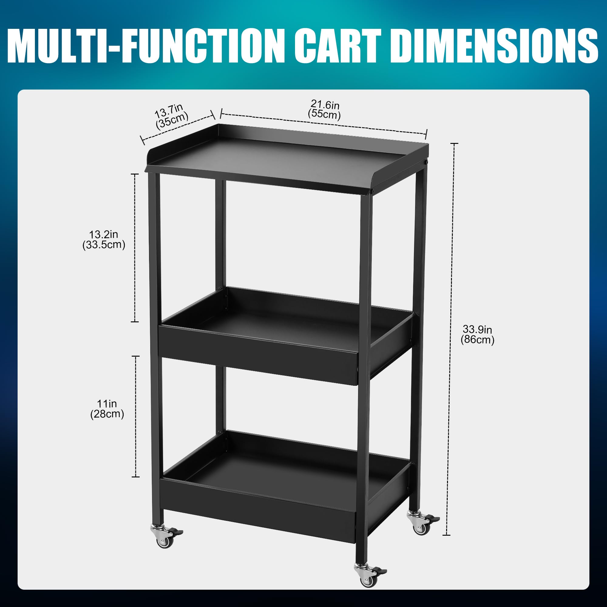 Poarmeey 3-Tier Tattoo Trolley Holder Stand with Tray and Tool Storage Platform Rolling Cart on Wheels for Tattoo Salon Spa Clinics customer photo 2