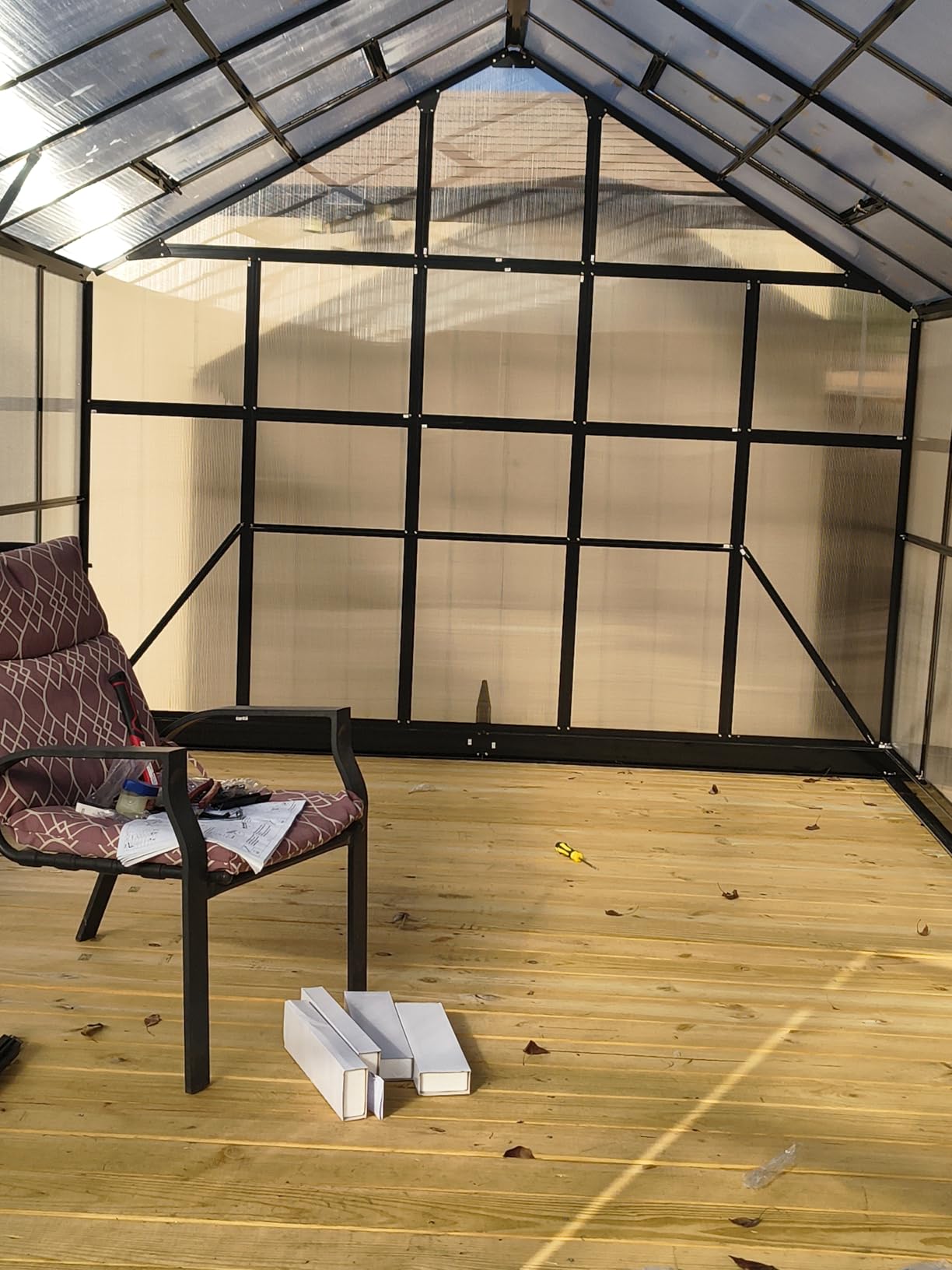 AMERLIFE 10x18x8.4 FT Polycarbonate Greenhouse with 4 Roof Vents & Rain Gutter, Heavy Duty Aluminum Greenhouse for Outdoor Garden Backyard, Black customer photo 1