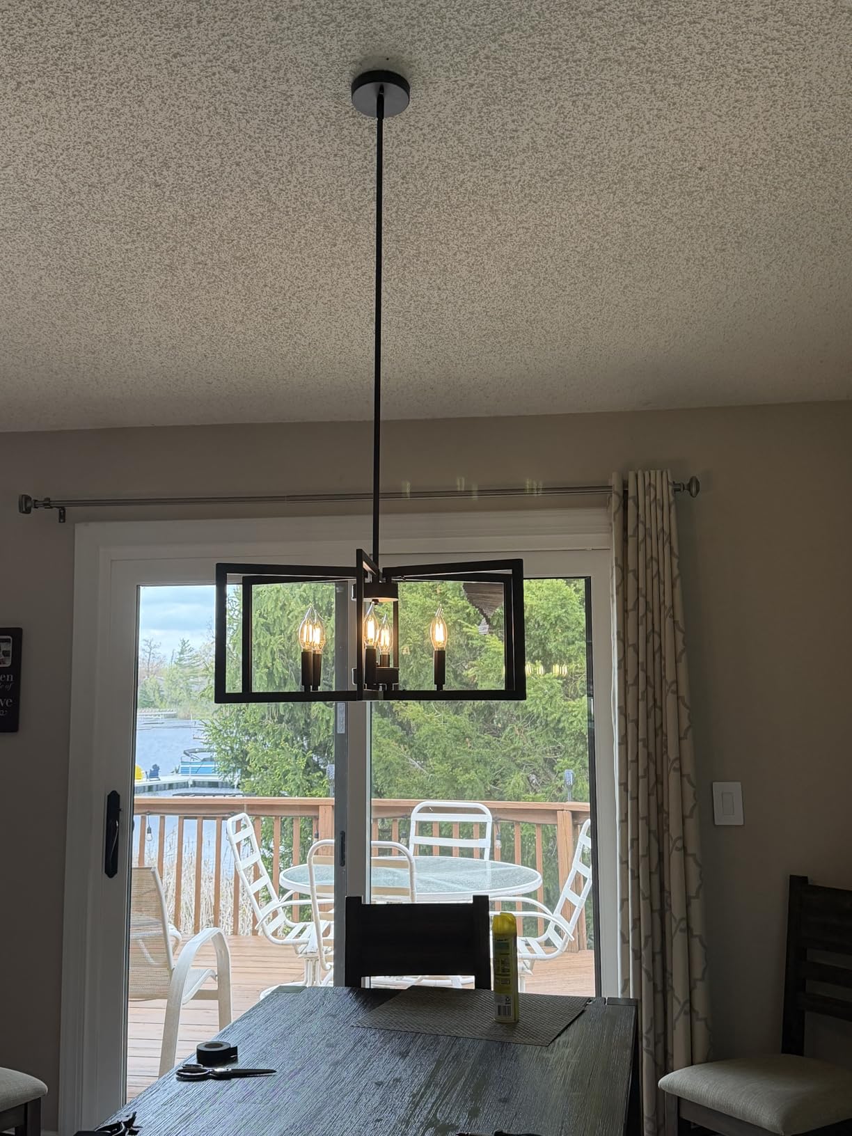 25-61 Height Adjustable Modern Matte Black Chandelier for Dining Room, No Assembly Required Black Dining Room Light Fixture Over Table customer photo 1