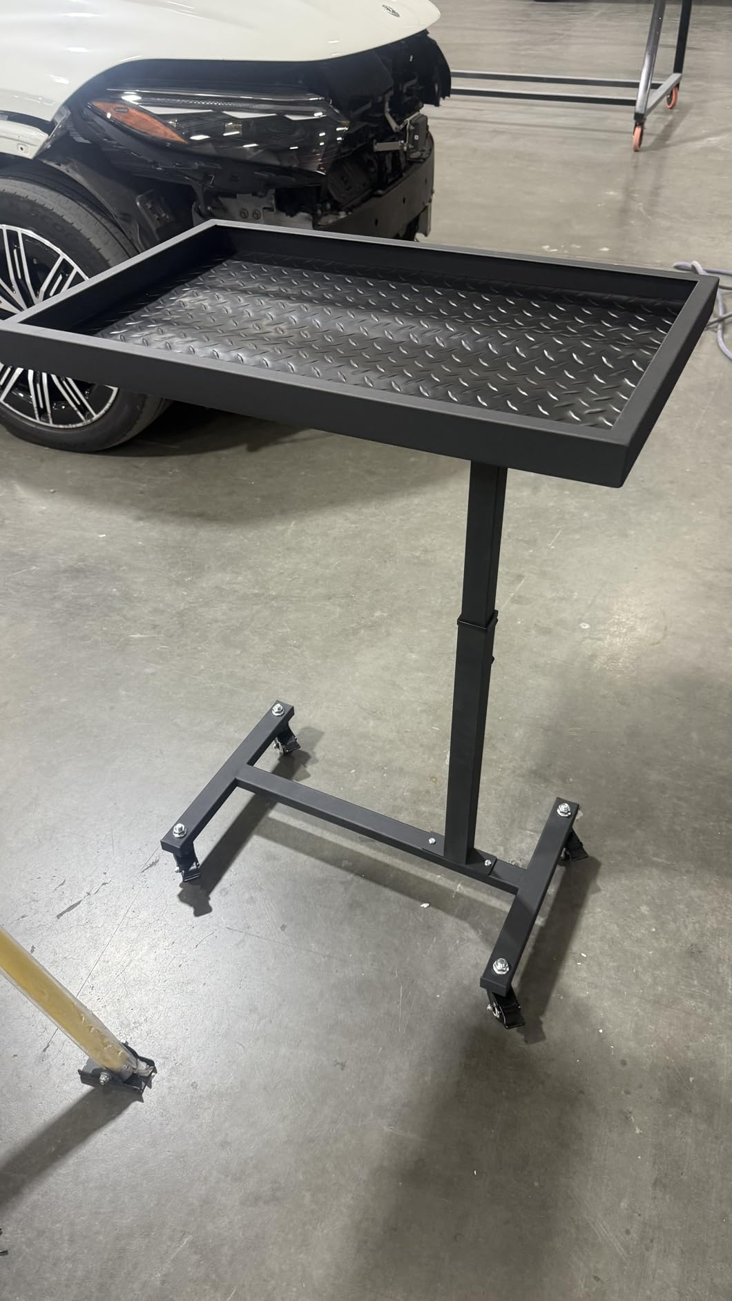 OLBRUS Adjustable Work Table with Wheels, Mechanic Rolling Tool Tray Table for Garage Repair Shops DIY, 220LBS Capacity Mobile Heavy Duty Steel Tool Cart (Black) customer photo 2