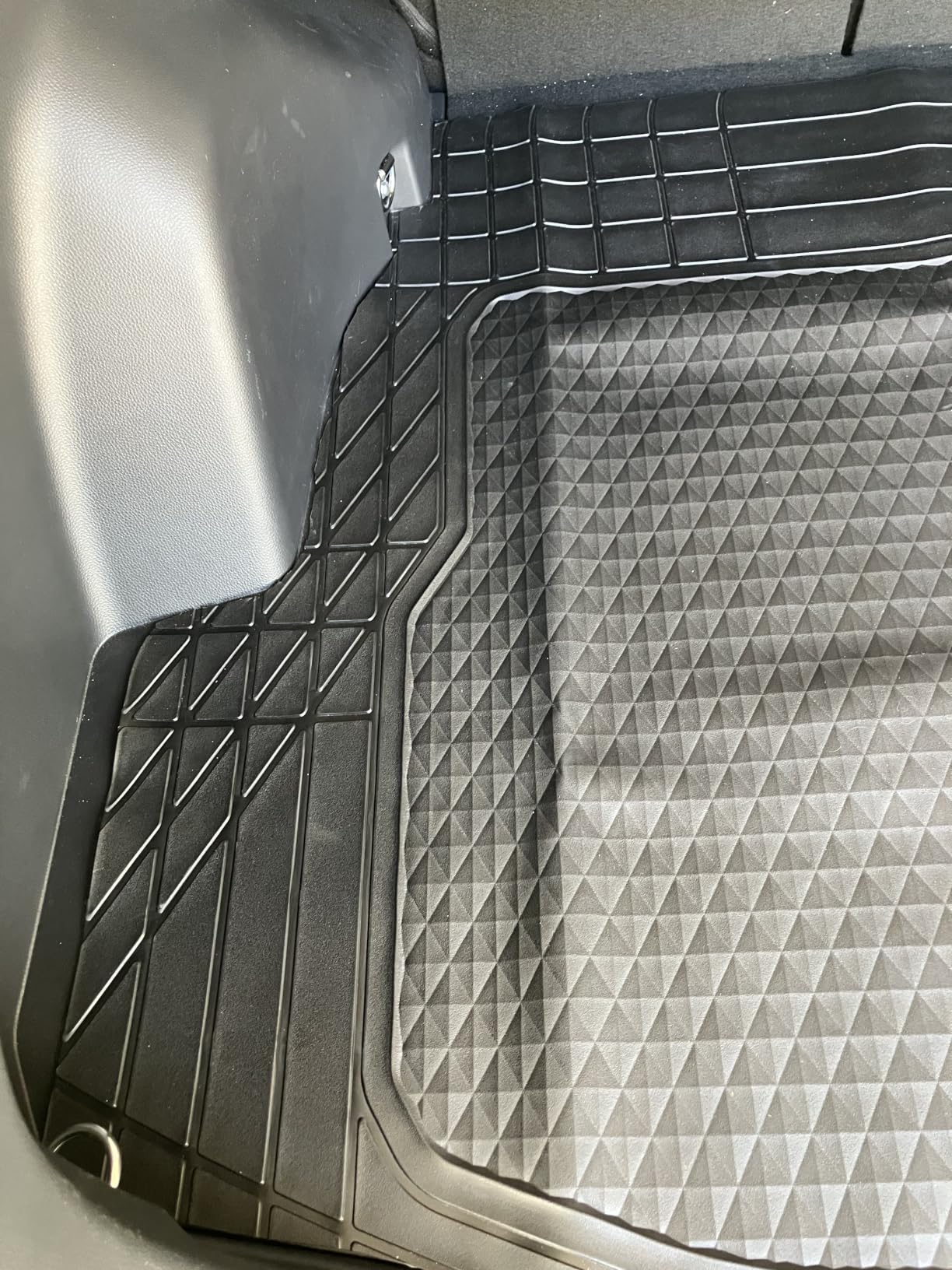 Amazon Basics Cargo Liner Floor Mat, All Weather Trunk Protection, Trimmable to Fit, Black customer photo 2