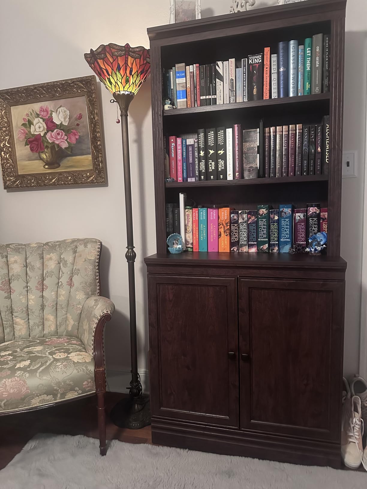 JAHRSTIM Halston Bookcase with Doors, 5-Tier Tall Storage Shelf, Adjustable Shelving Unit Closet Organizer and Storage for Living Room Home Office Bedroom, Modular Bookcase Bookshelf with Doors customer photo 1
