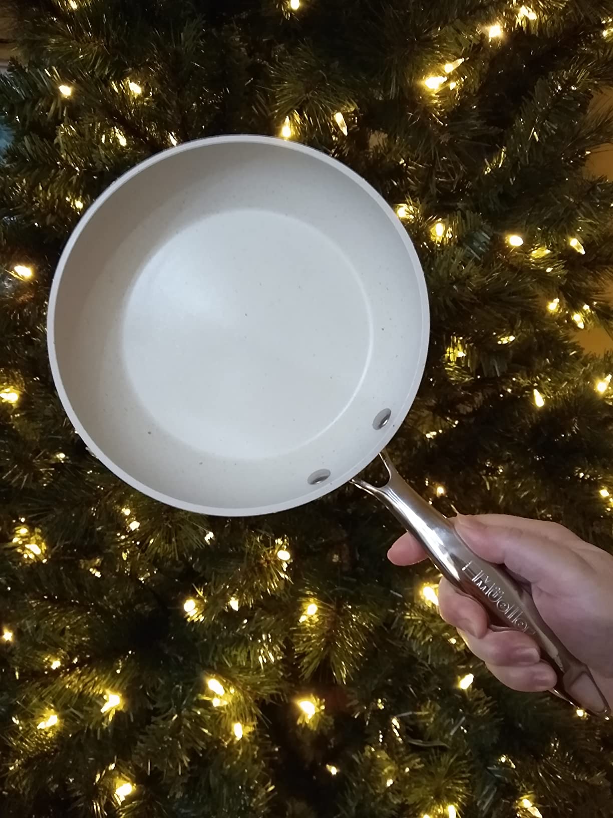 Mueller Frying Pan, Heavy Duty German Stone Coating Non Stick Frying Pans, No PFOA or APEO, Paella Pan, Dishwasher and Oven Safe, Even Heat Distribution, Cool Stainless Steel Handle, Light Grey customer photo 1
