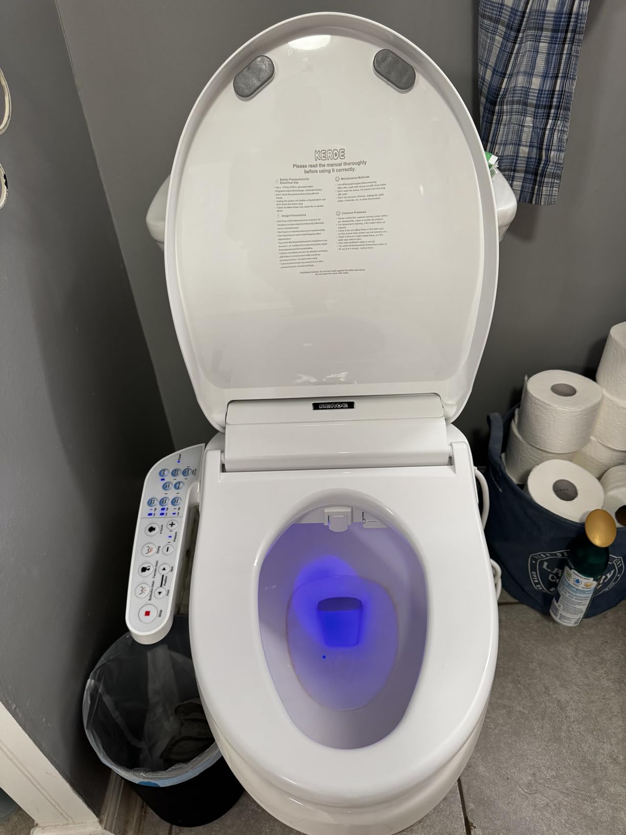 KERDE P30B Bidet Toilet Seat - Dual Control (Side Panel & Remote), Warm Water Wash, Heated Seat, Warm Air Dryer, LED Night Light, Electric Bidet Elongated Electronic Heated Smart customer photo 1