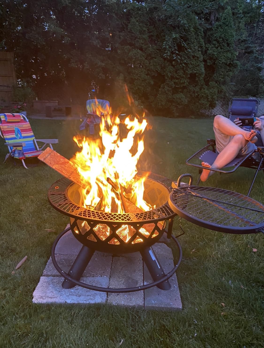 BALI OUTDOORS Fire Pit with Poker, Outdoor Fire Pit Extra Large, Wood Burning Firepits for Outside with Grill, 47 inch customer photo 2