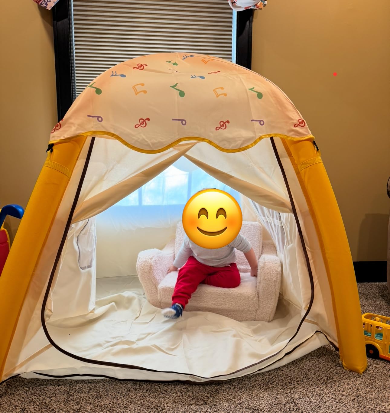 HalloDeer Kids Play Tent with Star Lights, Inflatable Toddler Tent Dome for Boys & Girls, Indoor Kids Tents, Portable for Outdoor, 51x51x43 in, Yellow customer photo 2