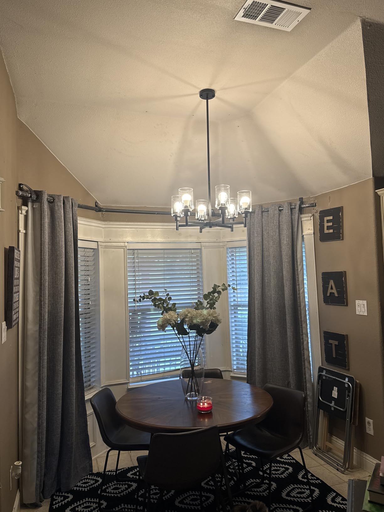 Black Chandelier, 6 Light Farmhouse Chandeliers for Dining Room Light Fixtures Over Table, Industrial Hanging Lighting with Clear Glass Shade customer photo 1