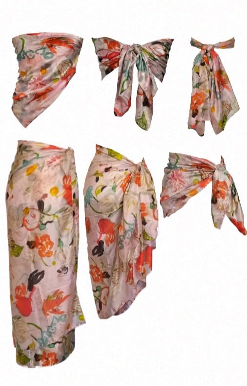 Women's 100% Mulberry Silk Scarf Lightweight Long Floral Print Neck Scarf, Beach Wrap & Travel Photography Shawl Gift customer photo 1