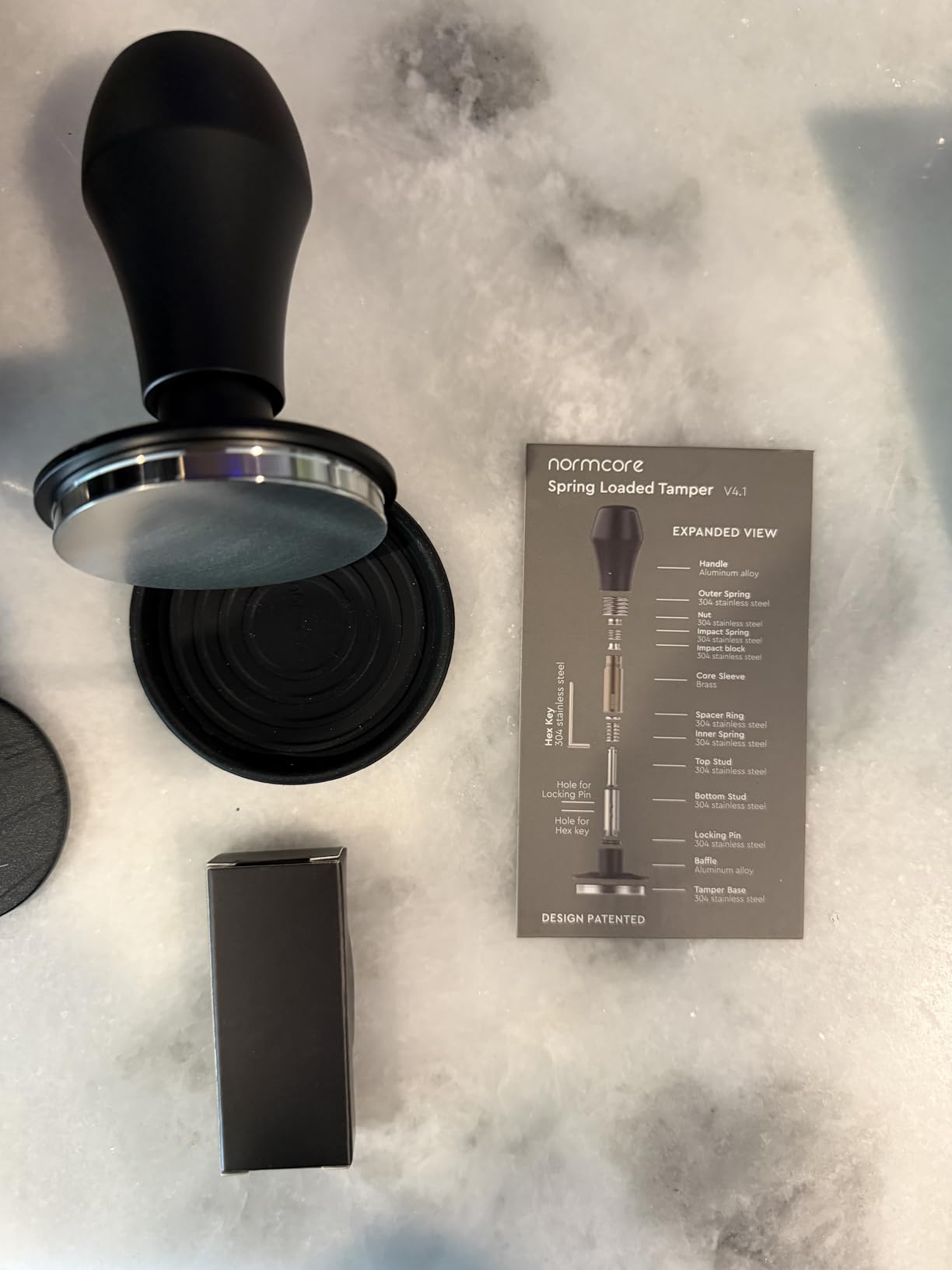 58mm Spring Loaded Coffee Tamper V4.1 with Click Feedback, Titanium PVD Flat Base, Self-Leveling Espresso Tamper for 58mm Portafilters, Genuine American Walnut Handle customer photo 2