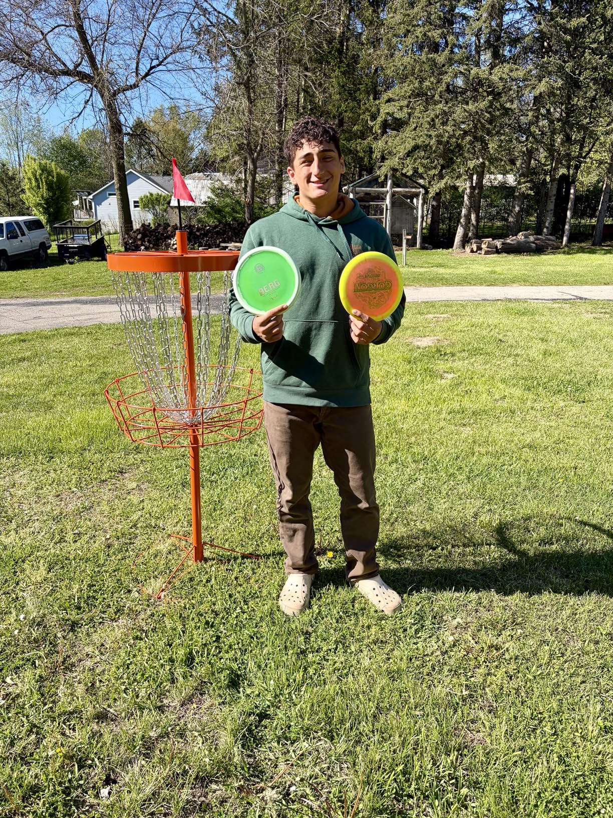 Disc Golf Basket - Portable Disc Golf Target with Heavy Duty 24-Chains Come with 6pcs Disc Golf Discs and Carry Bag, Ground Stake - Suitable for Players of All Levels customer photo 2