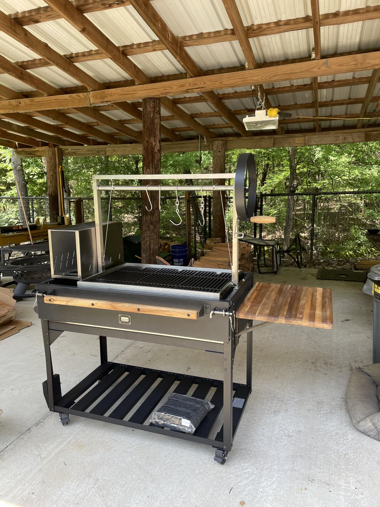 Backyard Discovery Argentine Santa Maria XL Wood Fire & Charcoal Steel BBQ Grill with Asado Clamp, Adjustable Grill Grates, Brasero, Fire Bricks, S-Hooks, Acacia Wood Table for Outdoor Gaucho Grilling customer photo 2