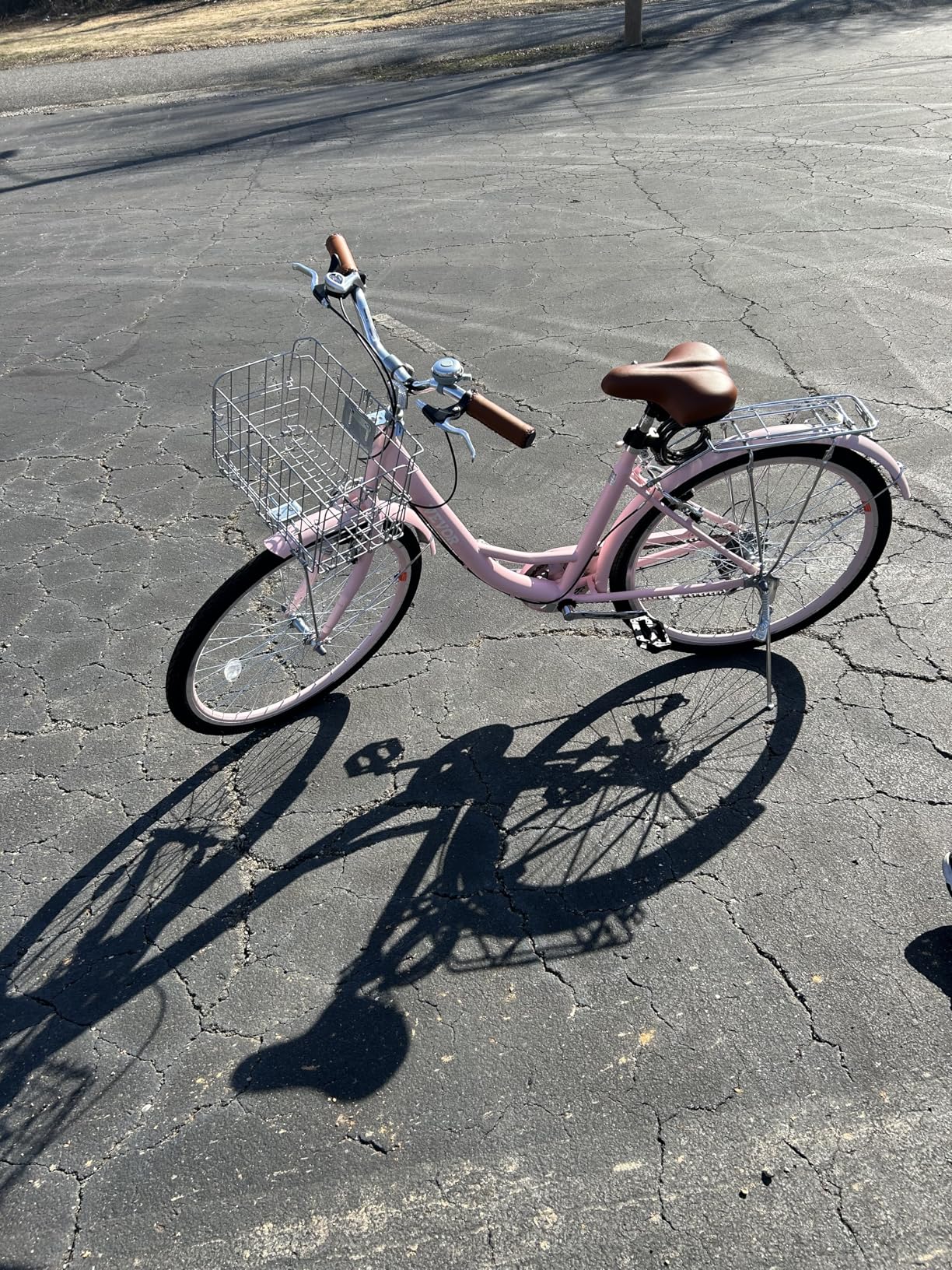 VEVOR Women Bike, 7-Speed and 1-Speed, 24-26 Inch Pink and Light Blue Beach Cruiser Bike, with Large Capacity Basket and Rear Rack, Adjustable Seat, Fits for Cycling, Exercise & Shopping customer photo 2