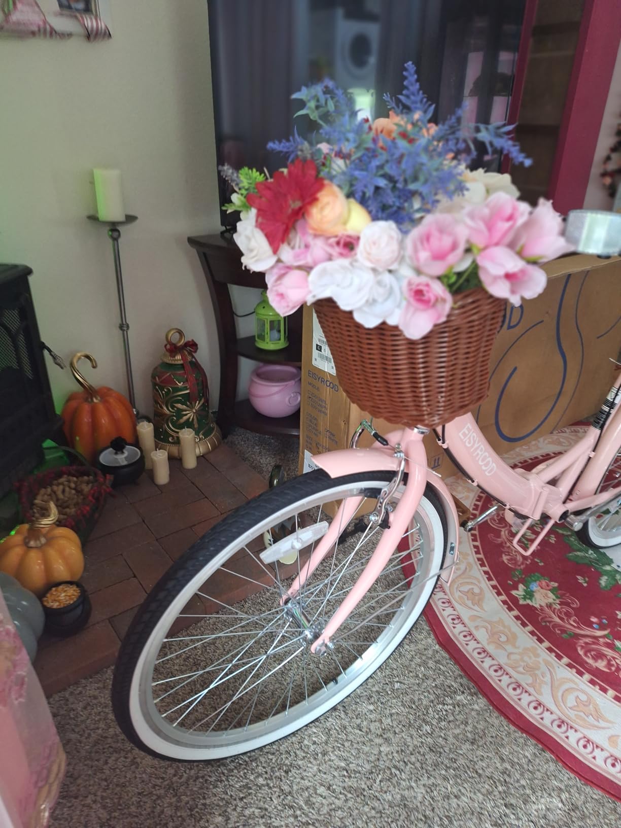 26 Inch Folding Beach Cruiser Bike for Women, 7-Speed Ladies Bike with Basket & Rack, Perfect for City Commuting's Bicycle, Ideal for Women and Adults customer photo 2