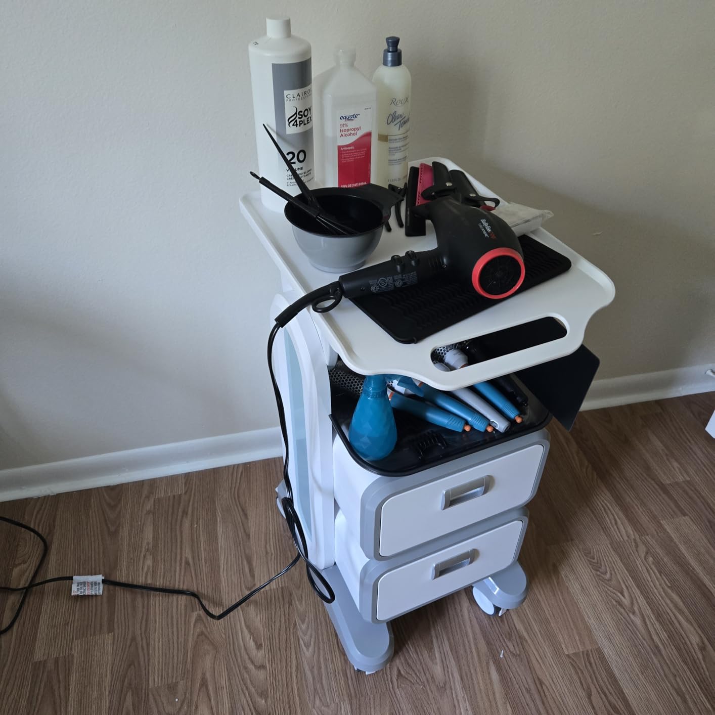 Medical Trolley Cart with 2 Drawers, Mobile Ultrasound Rolling Cart with Wheels and Trays, 150 LBS MAX Load Utility Storage Trolley for Hospital Dental Clinic Beauty Salon customer photo 1