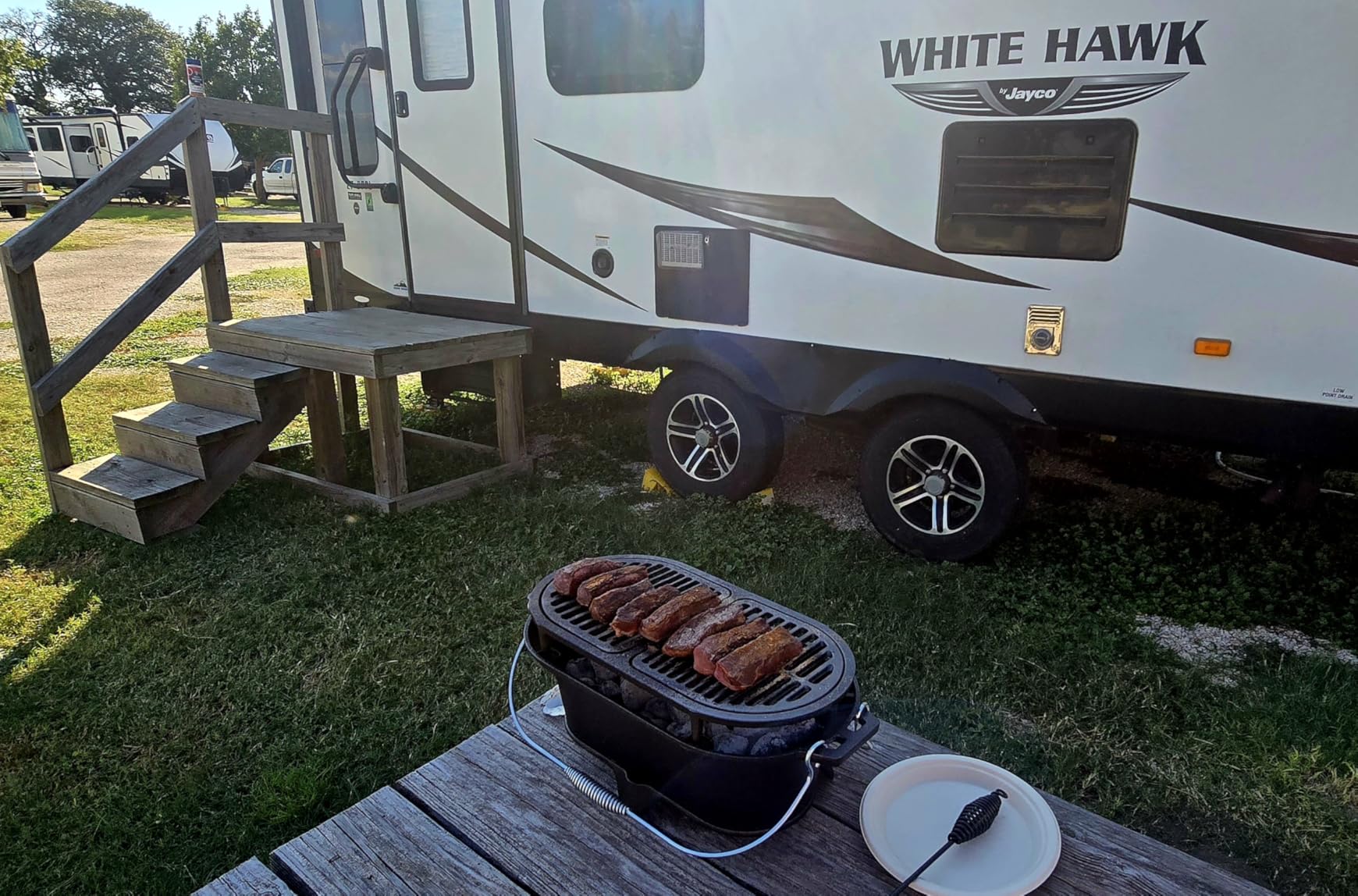 VIVOHOME Rectangle Cast Iron Charcoal Grill with Double-Sided Grate, Portable Outdoor BBQ Grill, Compact Tabletop Grill Stove customer photo 2