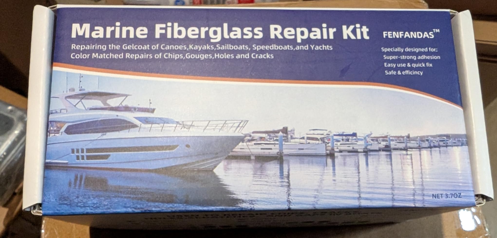 FENFANDAS Fiberglass Boat Repair Kit (Color Match), Gel Coat Repair Kit for Boats, Marine Fiberglass Repair Kit for Boats, Epoxy Filler for Boats, Fiberglass Repair Kit Fix Holes Chips Pits Cracks customer photo 1