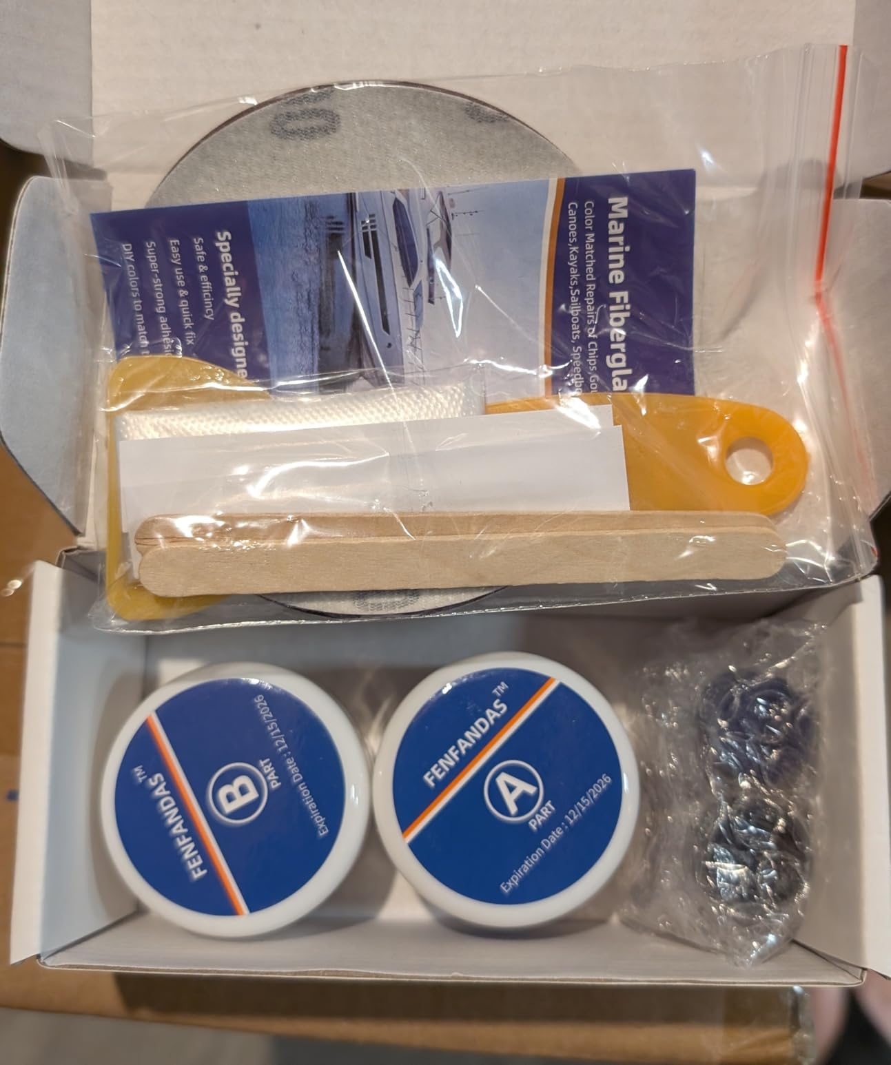 FENFANDAS Fiberglass Boat Repair Kit (Color Match), Gel Coat Repair Kit for Boats, Marine Fiberglass Repair Kit for Boats, Epoxy Filler for Boats, Fiberglass Repair Kit Fix Holes Chips Pits Cracks customer photo 2