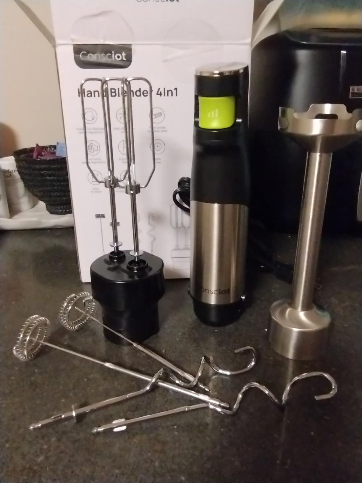4 in 1 Immersion Hand Blender Max 1100W, Corded Stick Emulsifier with Entire Stainless Steel Blender Shaft, Trigger Speed Control, For Blending, Beating, Frothing, Mixing & More, Non-BPA customer photo 1