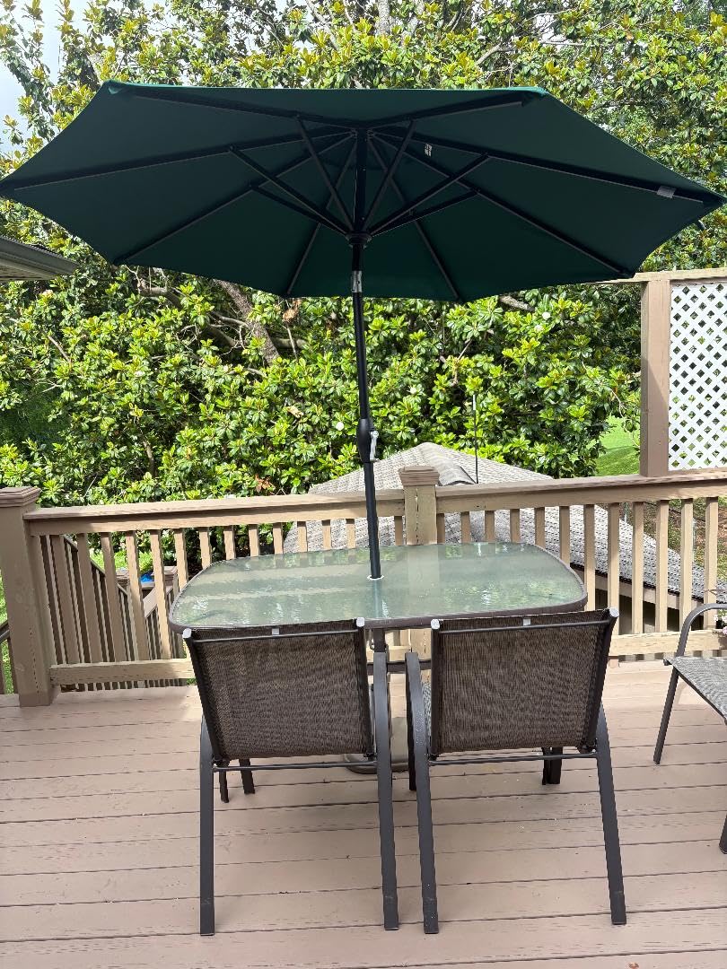 Midtown Umbrellas - 10-Year-No-Fade 9 Ft Patio Umbrella with Terylast Fabric, Auto-Tilt Aluminum Frame and 8 Reinforced Ribs for Deck, Pool, Garden & Beach - Navy Blue Canopy, Black Pole customer photo 1