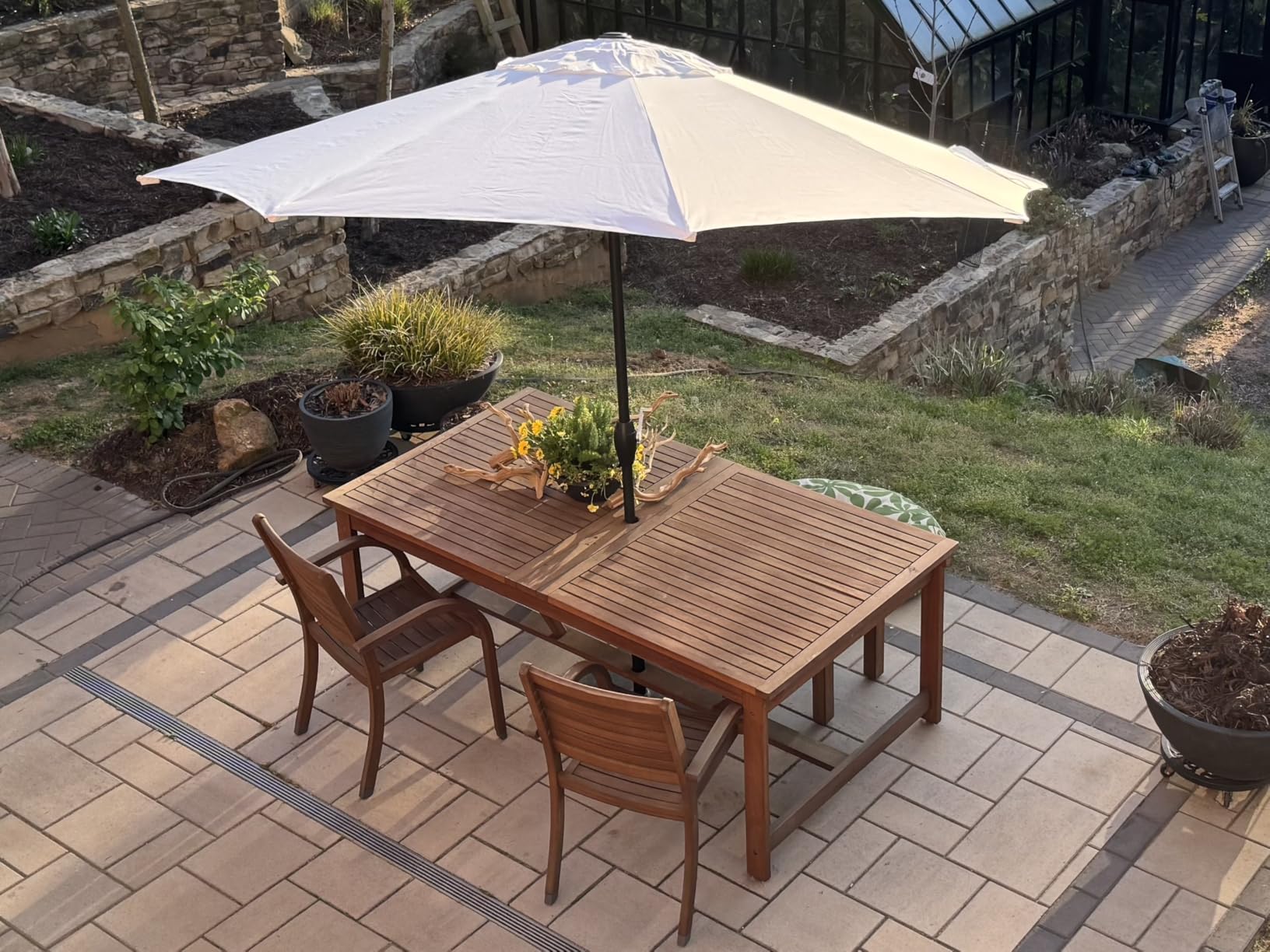 Midtown Umbrellas - 10-Year-No-Fade 9 Ft Patio Umbrella with Terylast Fabric, Auto-Tilt Aluminum Frame and 8 Reinforced Ribs for Deck, Pool, Garden & Beach - Navy Blue Canopy, Black Pole customer photo 2
