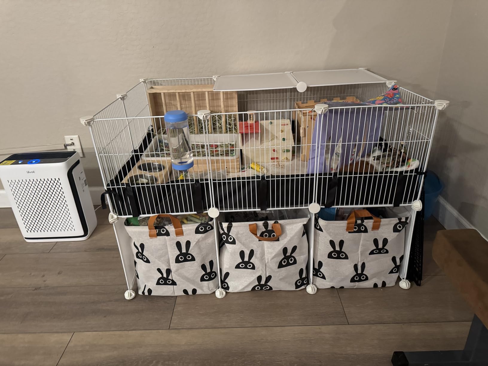 MEEXPAWS Guinea Pig Cages Small Animal Playpen with Waterproof PVC Liner & Washable Pee Pad & Storage Space, C&C Cage for Guinea Pigs, Hedgehog, Hamsters, Ferrets, Indoor Enclosure Wire Yard Playpen customer photo 1
