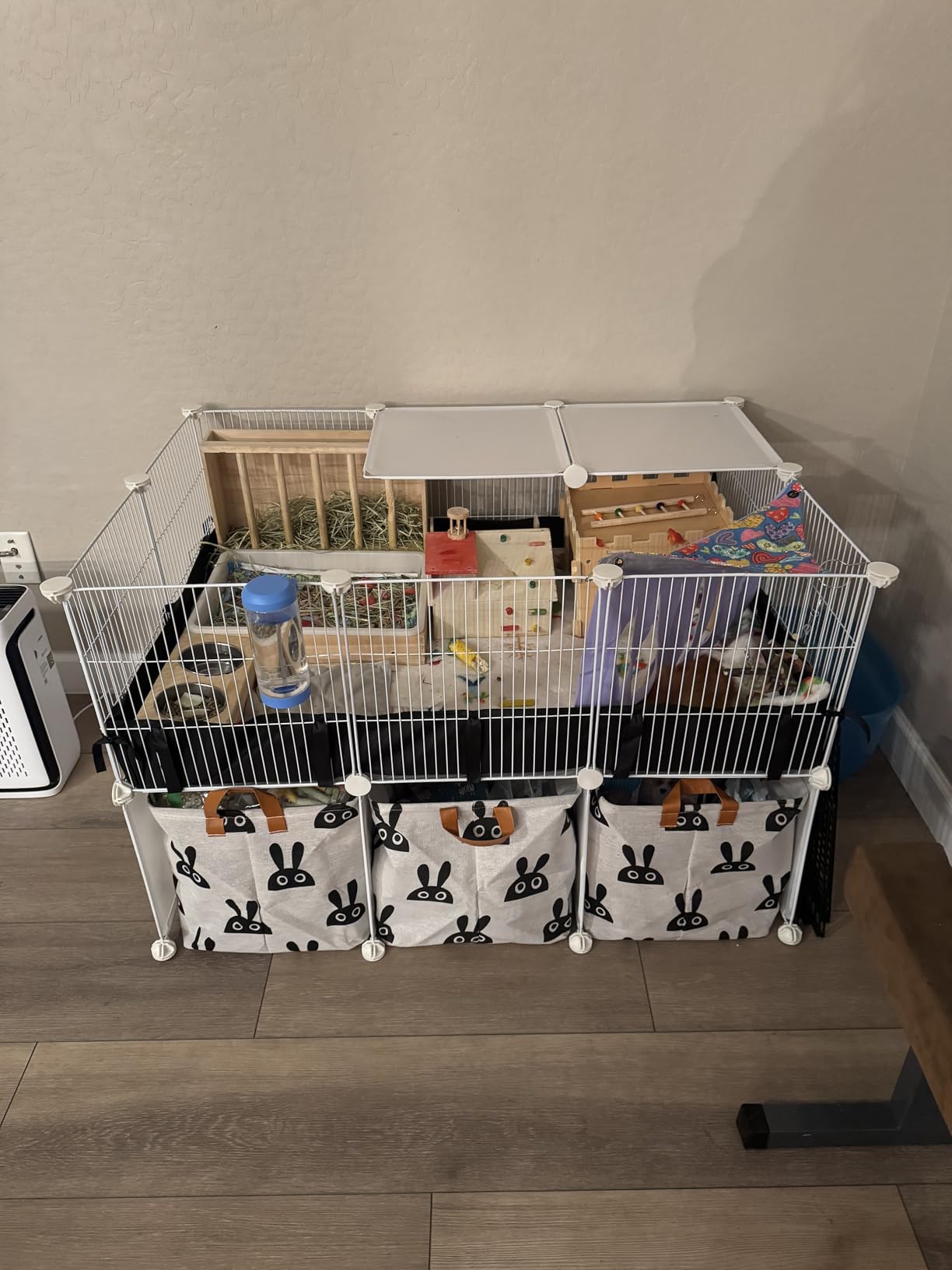 MEEXPAWS Guinea Pig Cages Small Animal Playpen with Waterproof PVC Liner & Washable Pee Pad & Storage Space, C&C Cage for Guinea Pigs, Hedgehog, Hamsters, Ferrets, Indoor Enclosure Wire Yard Playpen customer photo 2