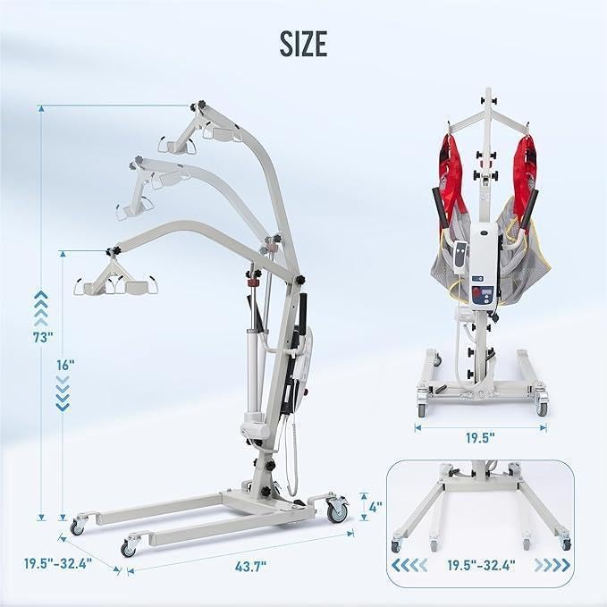 Careboda Electric Patient Lift, Medical Transfer Lifts for Seniors with Sling, Sit to Stand Lift for Elderly, 510LBS Weight Capacity customer photo 2