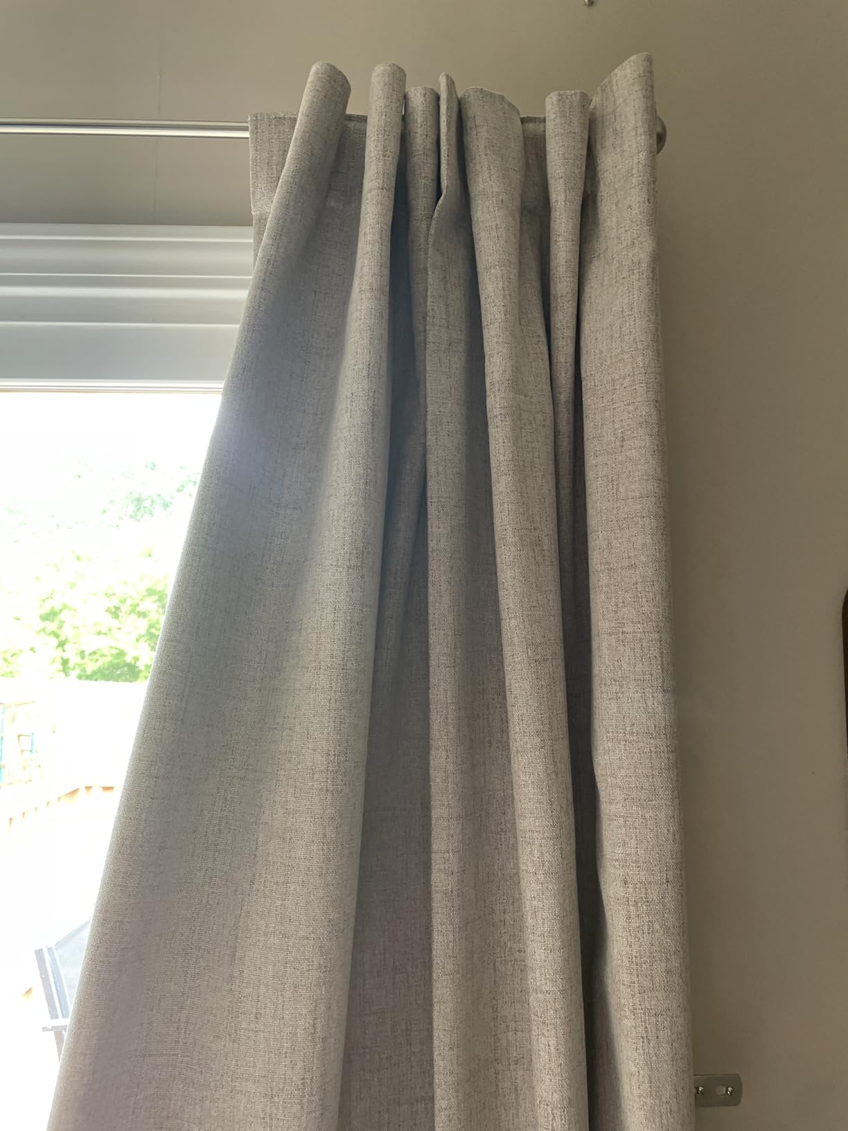 100% Blackout Curtains 84 inch Length 2 Panels Faux Linen Long Drapes for Bedroom Nursery Living Room Black Out Room Darkening Curtain Thermal Insulated Back Tab Rod Pocket (W52 x L84, Beige) customer photo 1