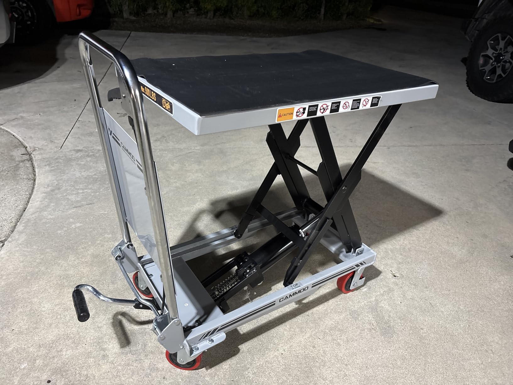 CAMMOO Hydraulic Lift Table Cart, 500lbs Capacity, 28.5