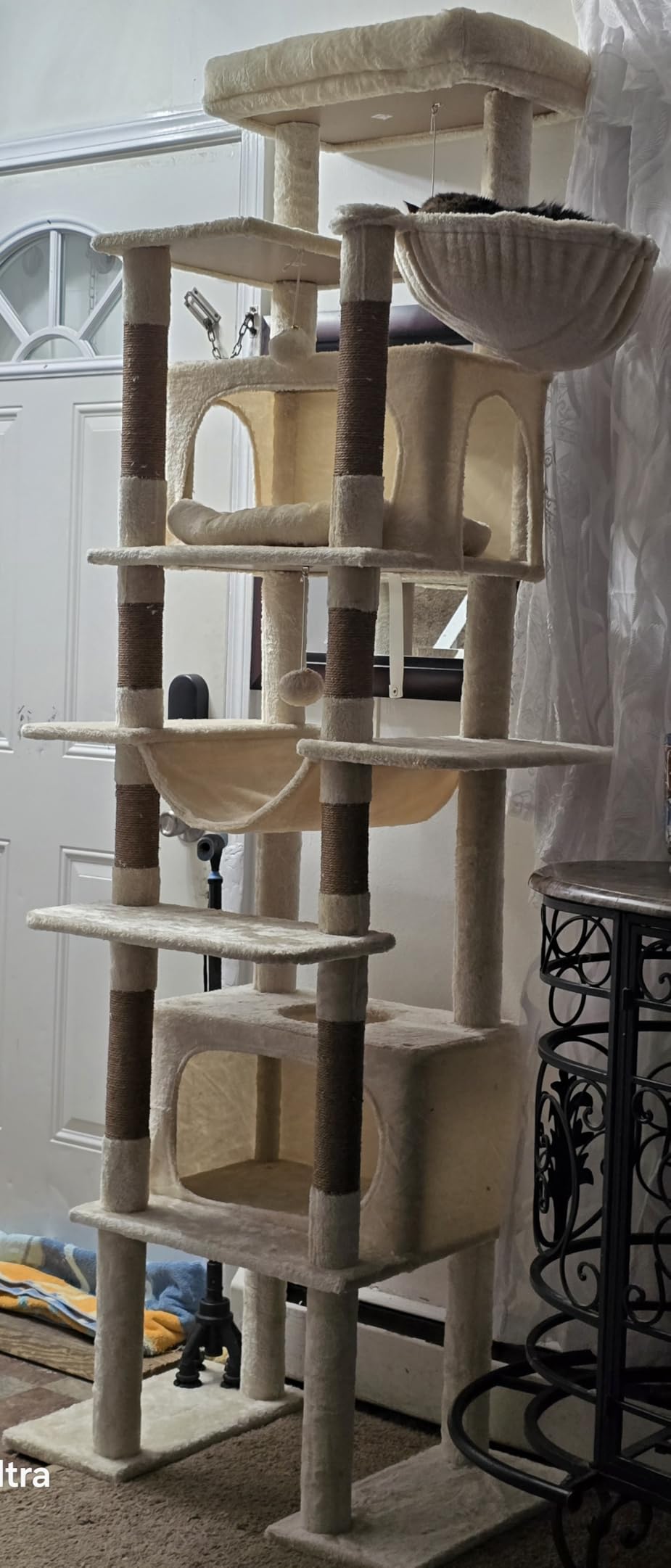 Globlazer XXL Giant Cat Tree, 83 Inch Heavy Duty Tall Cat Tower for Indoor Cats Large Adult, Multi-Level Large Cat Condo with 8 Scratching Posts, Hammock, 2 Cat Caves, 2 Platform, F83B, Dark Grey customer photo 1