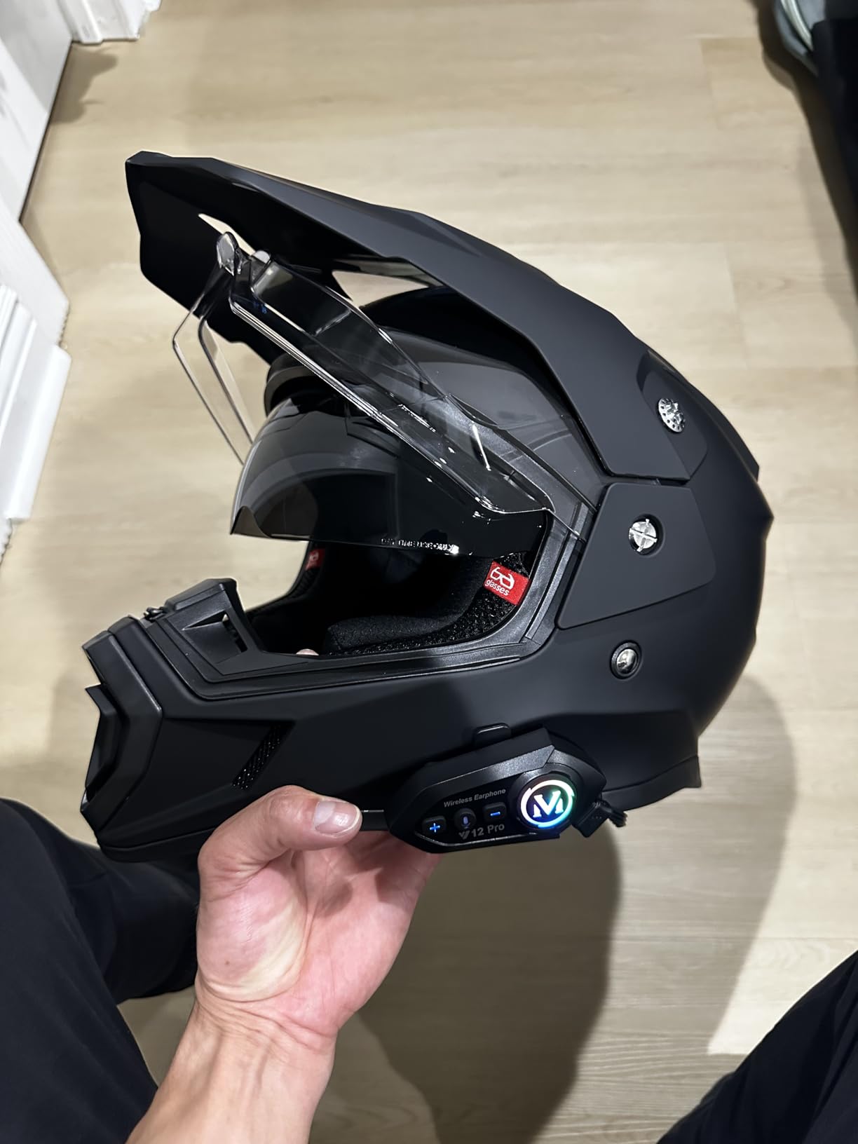 Motorcycle Helmet Bluetooth Headset 2 Way Intercom 550 Yards,HIFI Sound,Noise Cancellation,Music Share,1000mAh,Helmet Speakers Headphones FM,Easy to Connect/Use with Gloves,Waterproof,Voice Assistant customer photo 1
