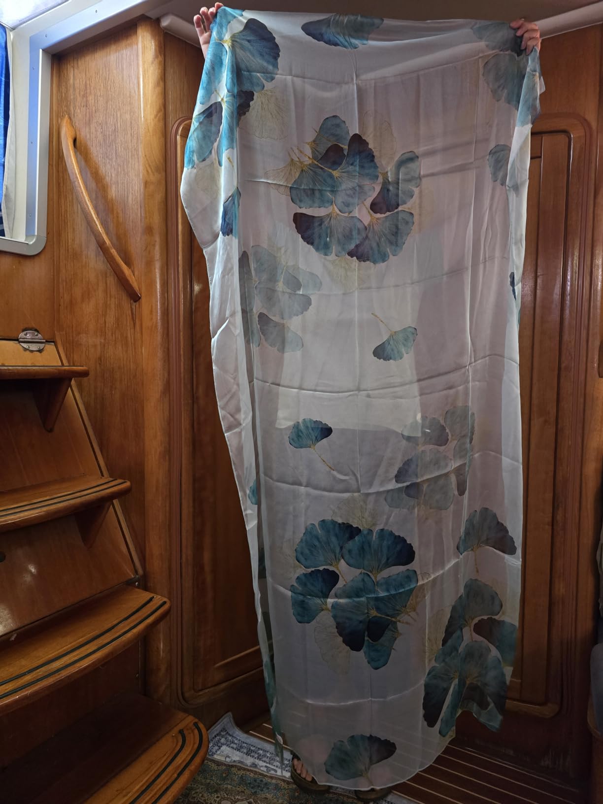 100% Mulberry Silk Women's Neck Silk Scarf-Lightweight Shawl,FLoral Print Beach Silk Wrap-Scarves for Photography customer photo 1