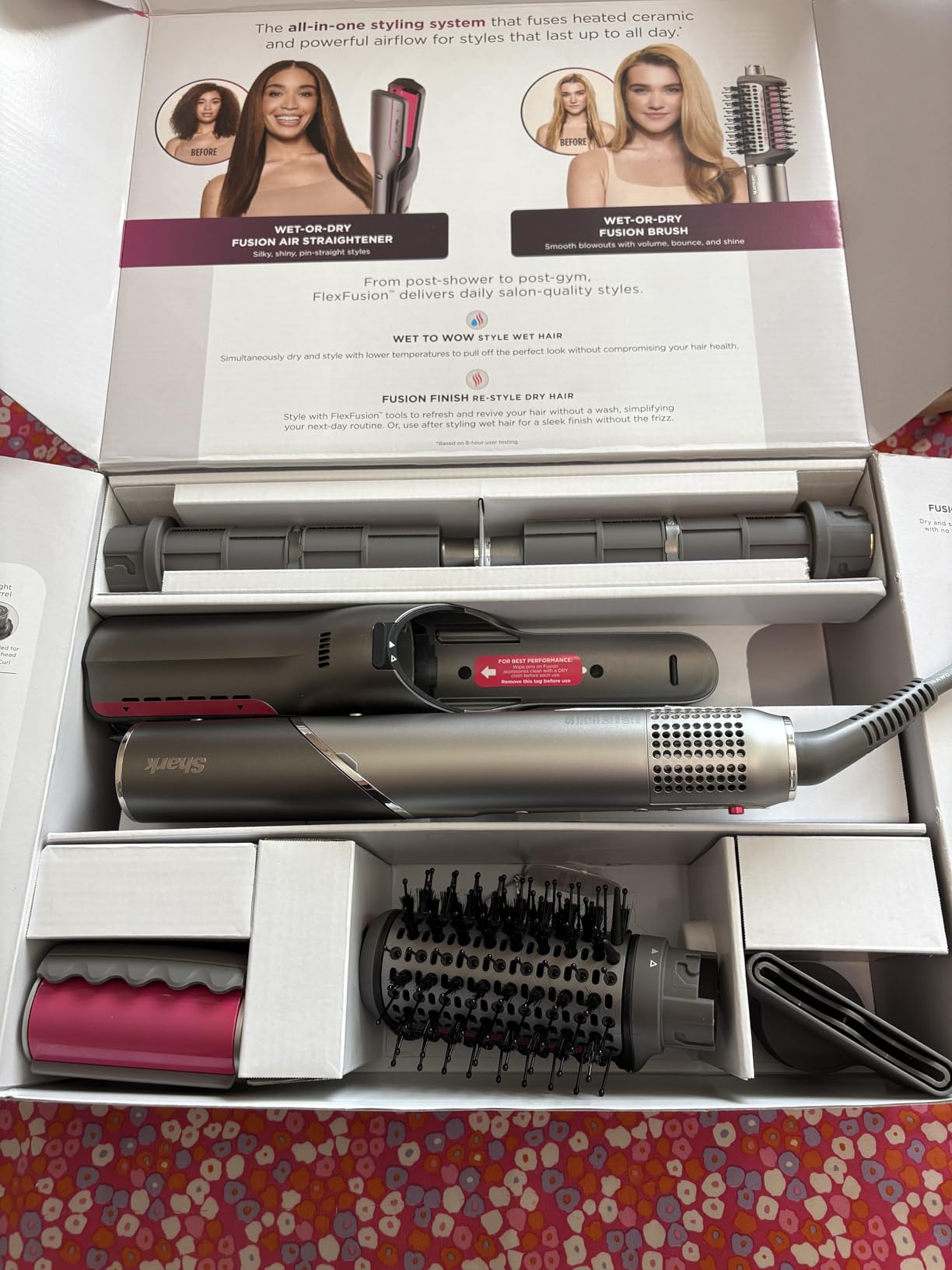 Shark Flex Fusion Hair Straightener & Powerful Hair Dryer with Fusion Hair Brush, Air Styler with Auto-Wrap Hair Curlers, Concentrator, & Frizz Fighter, Metallic Mist, HD651S customer photo 2
