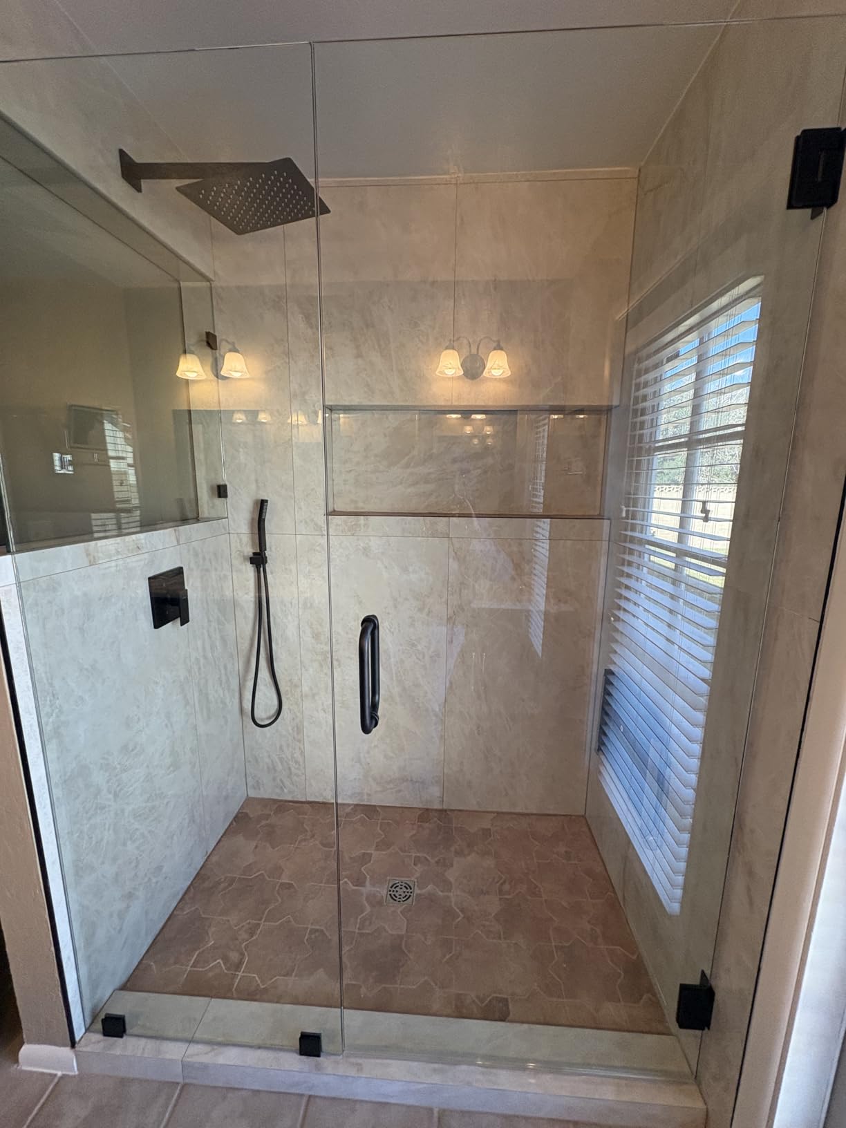 SR SUN RISE Shower Faucet Set & System - 10 Inch Rainfall Shower Head & Handle Set Wall Mounted Matte Black Solid Brass Valve Trim Kit Included customer photo 1