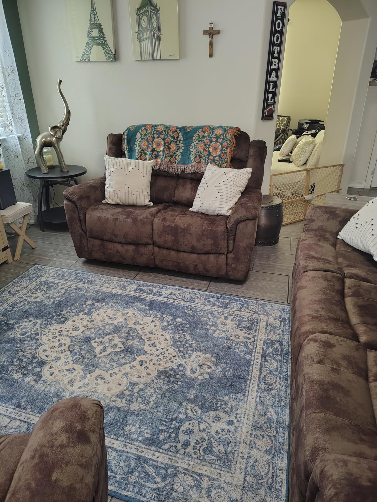 EBELLO Reclining Sofa for Living Room, Extra Wide Modern Overstuffed 3 Seat Recliner Manual Sofa Chair, Breathable Soft Fabric and Padded Seat, Brown customer photo 1