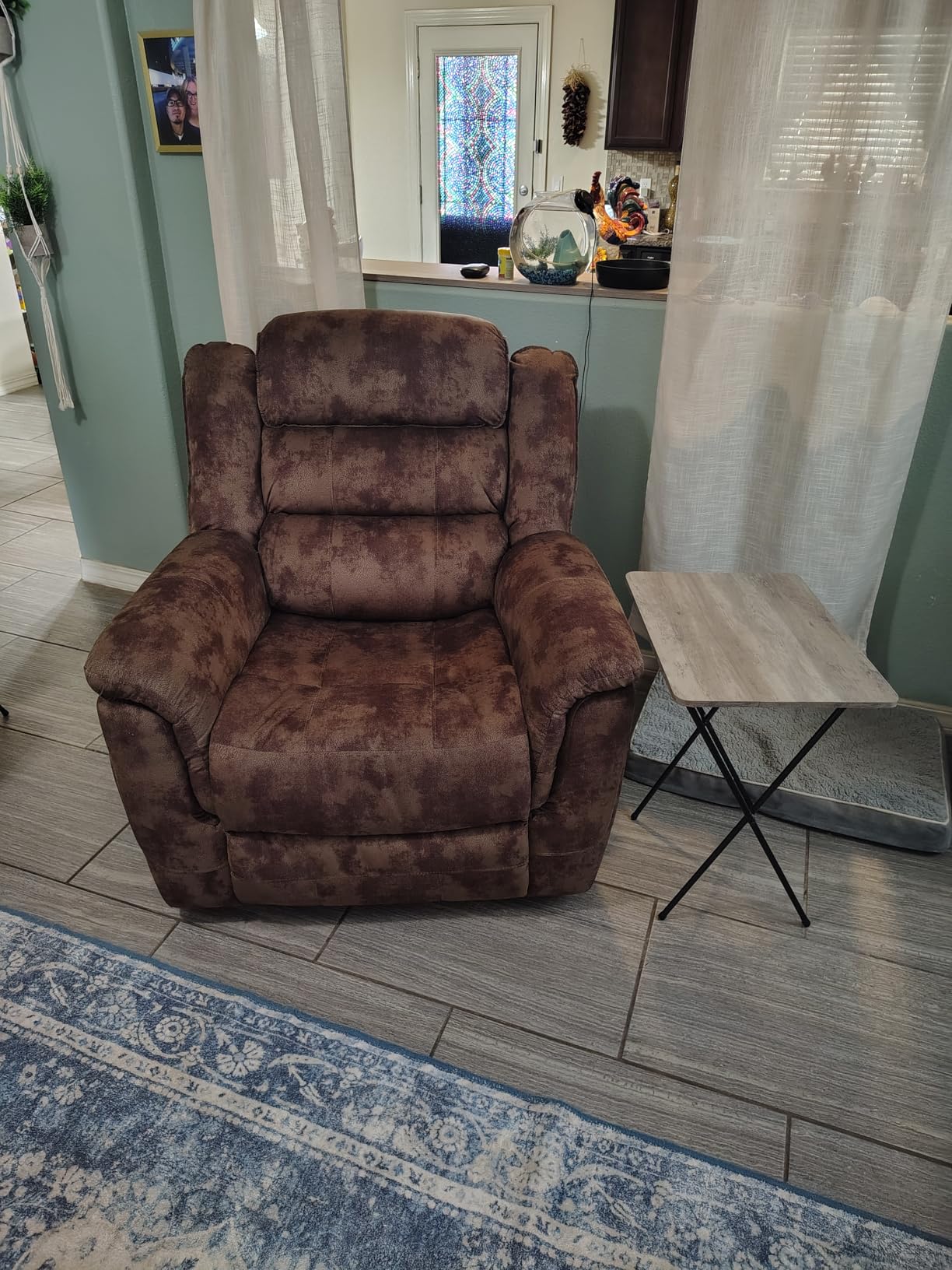 EBELLO Reclining Sofa for Living Room, Extra Wide Modern Overstuffed 3 Seat Recliner Manual Sofa Chair, Breathable Soft Fabric and Padded Seat, Brown customer photo 2