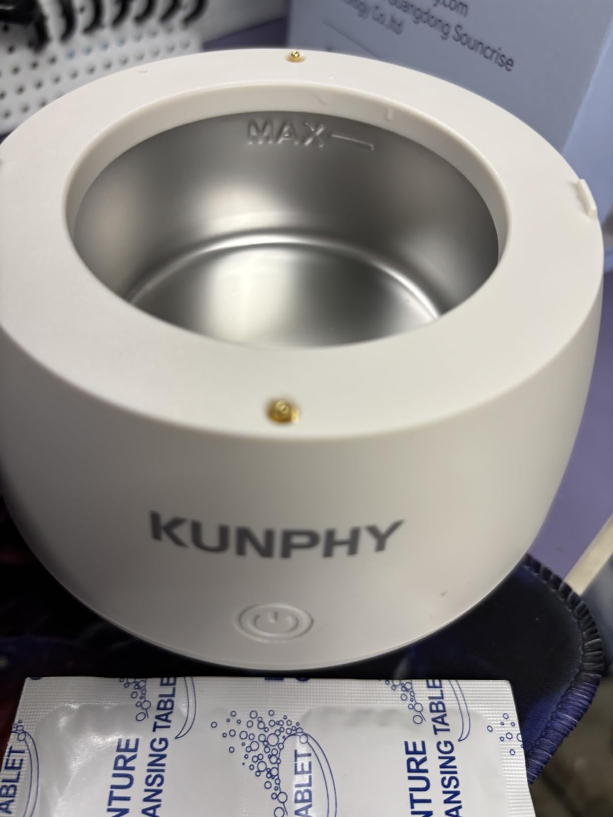 KUNPHY Ultrasonic Retainer Cleaner Machine, 48kHz Dental Cleaning Pod for Braces, Night Guard, Mouthguard, Toothbrush, Denture, Jewelry White customer photo 2