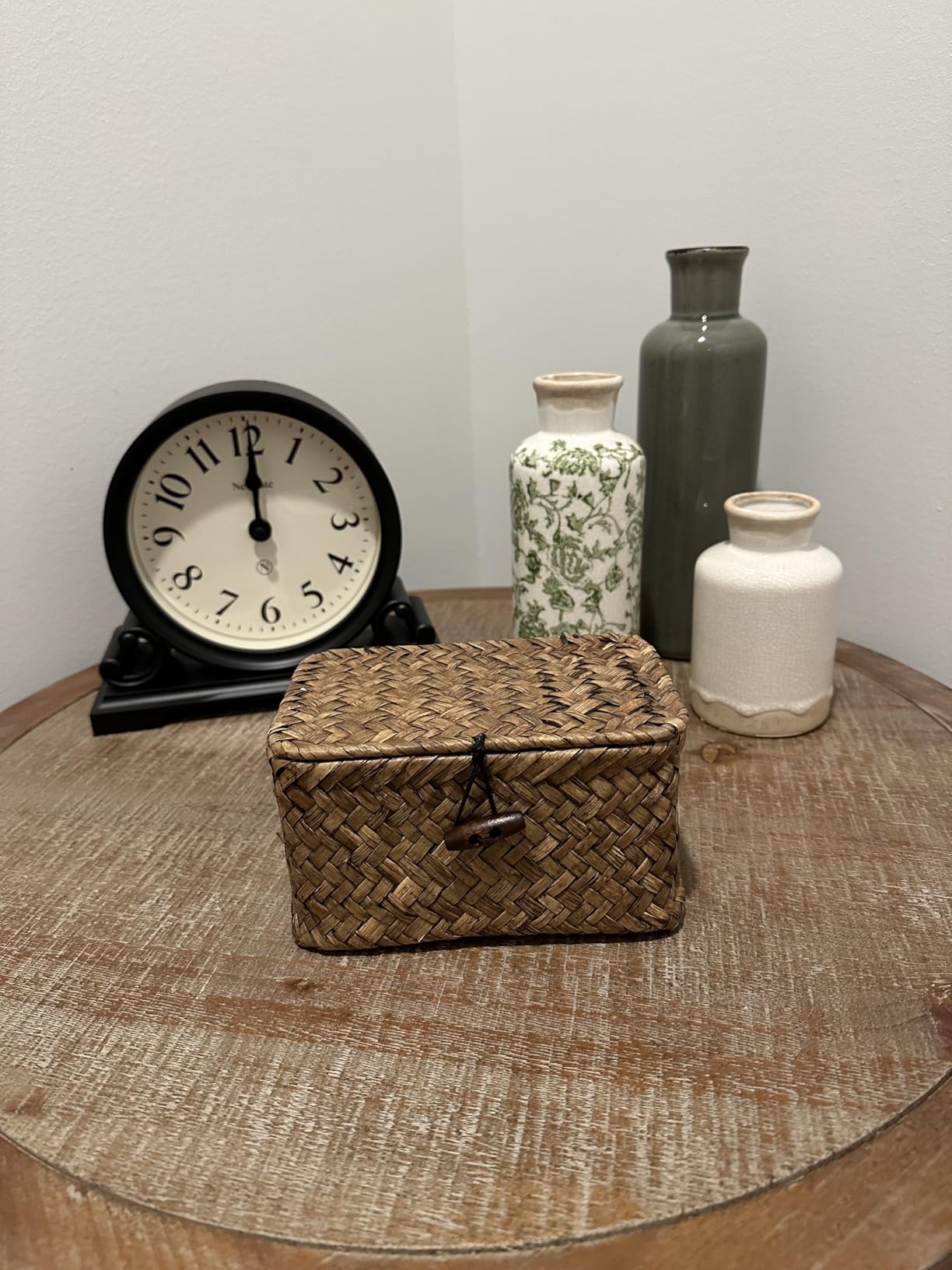 Vintage Vase Set of 3, Ceramic Vintage Flower Vases, Chinoiserie Decorative Home Decor Retro Floral Vase Rustic Farmhouse Decor for Table Bookshelf Mantel Kitchen Living Room Office - Green and Beige customer photo 1