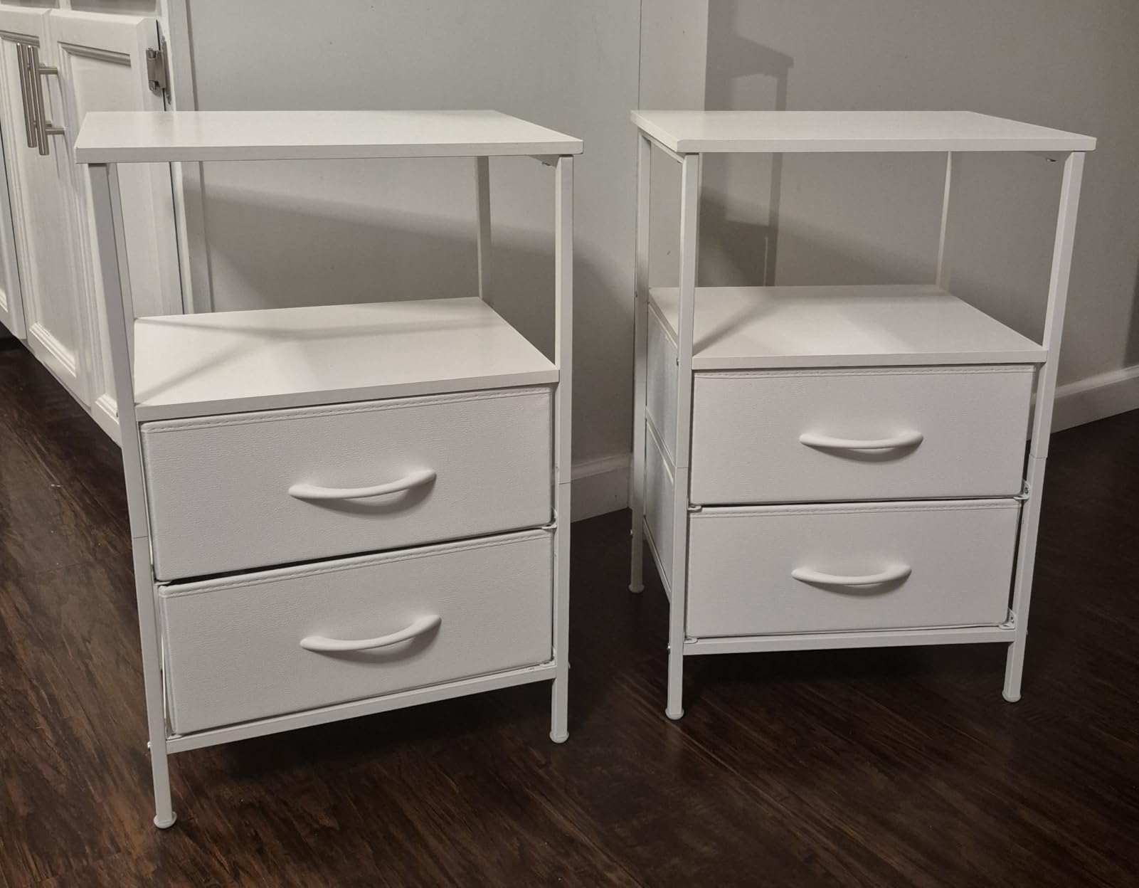 Huuger Night Stand Set 2, Nightstand with 2 Drawers, Bed Side Table with Open Shelf, Wooden Top, End Table, Fabric Drawer, for Bedroom, Rustic Brown customer photo 2